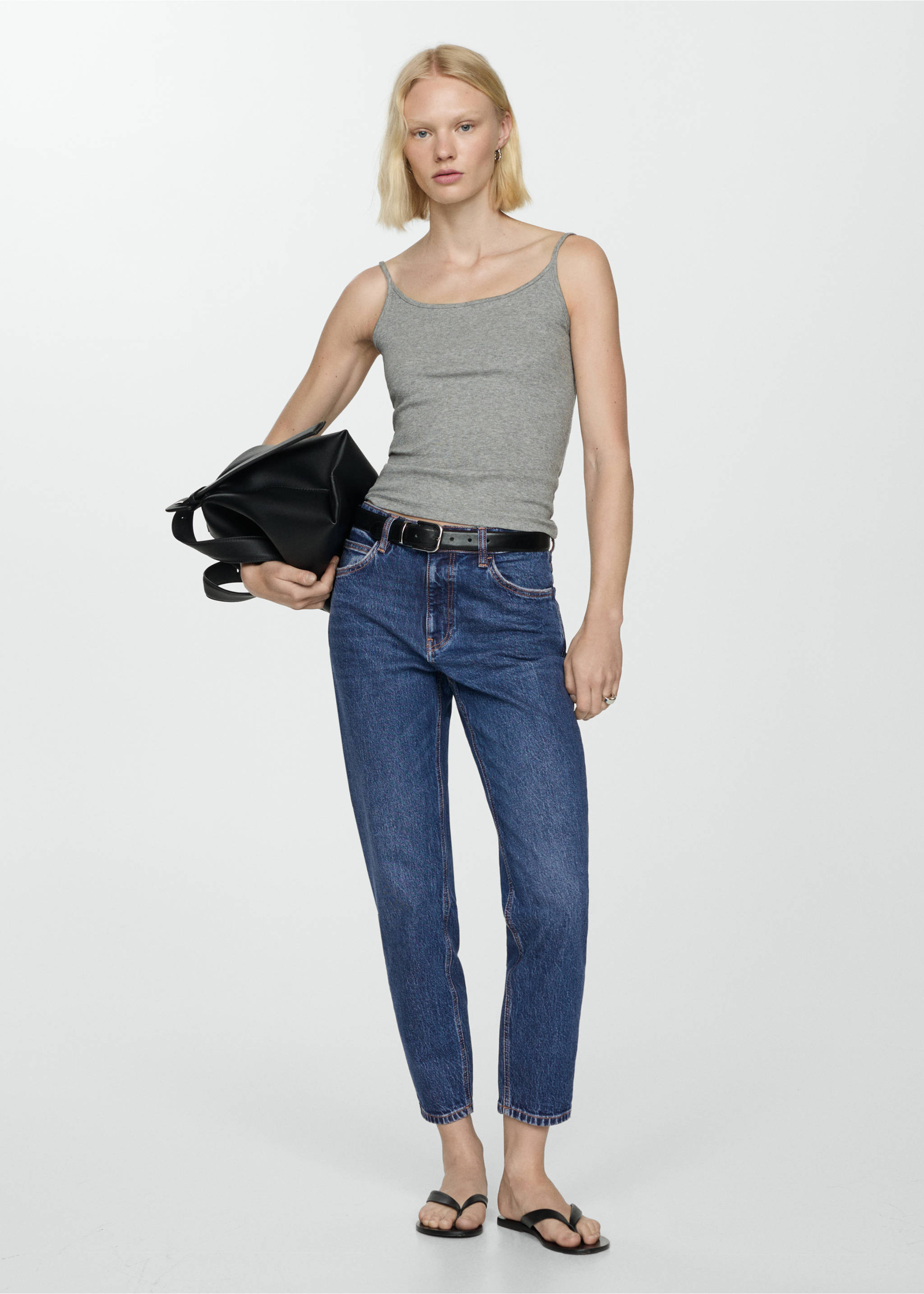 Jeans Newmom confort tiro alto - Plano general, Azul oscuro. Ref: 67050389-00.