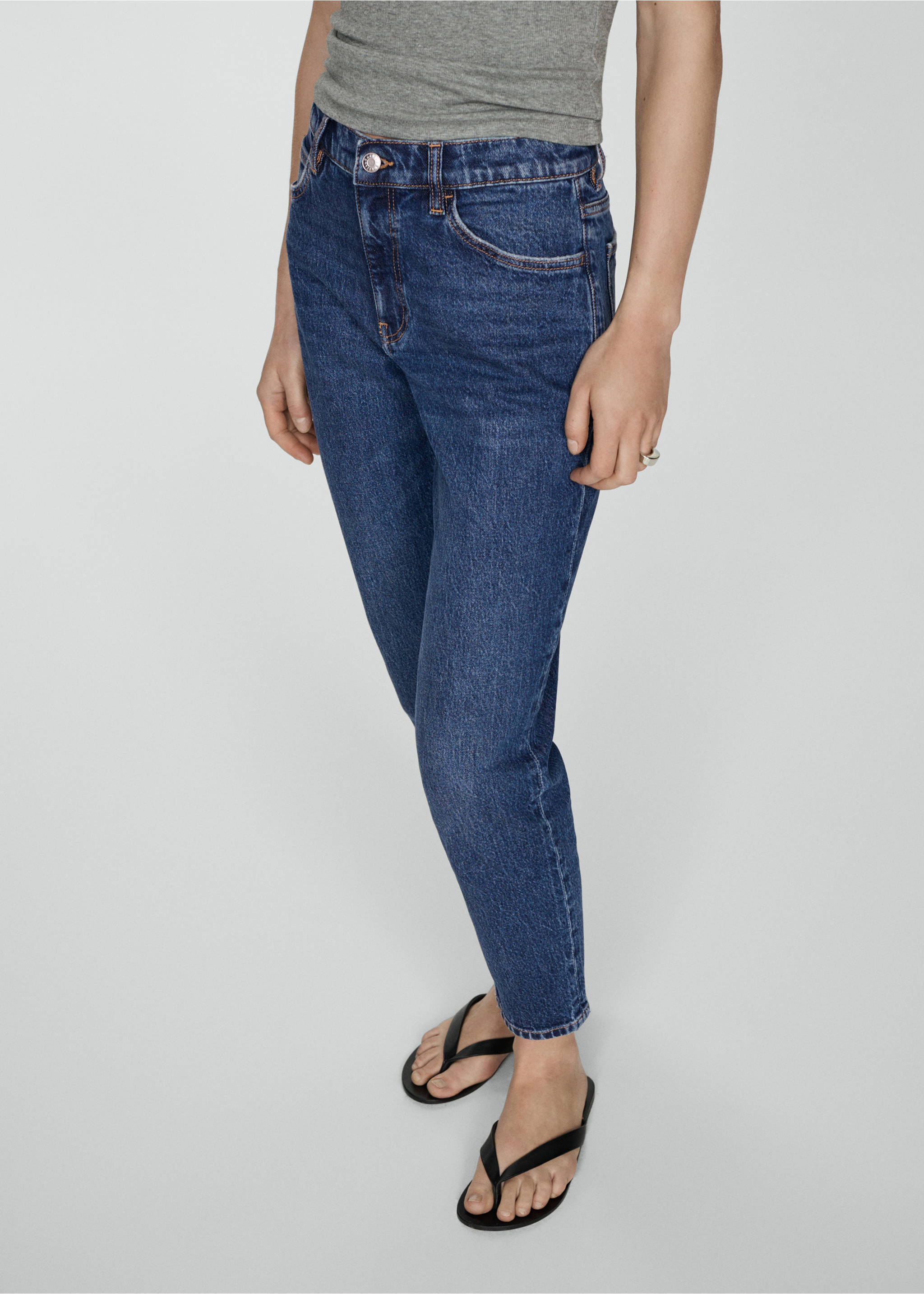 Jeans Newmom confort tiro alto - Plano medio, Azul oscuro. Ref: 67050389-00.