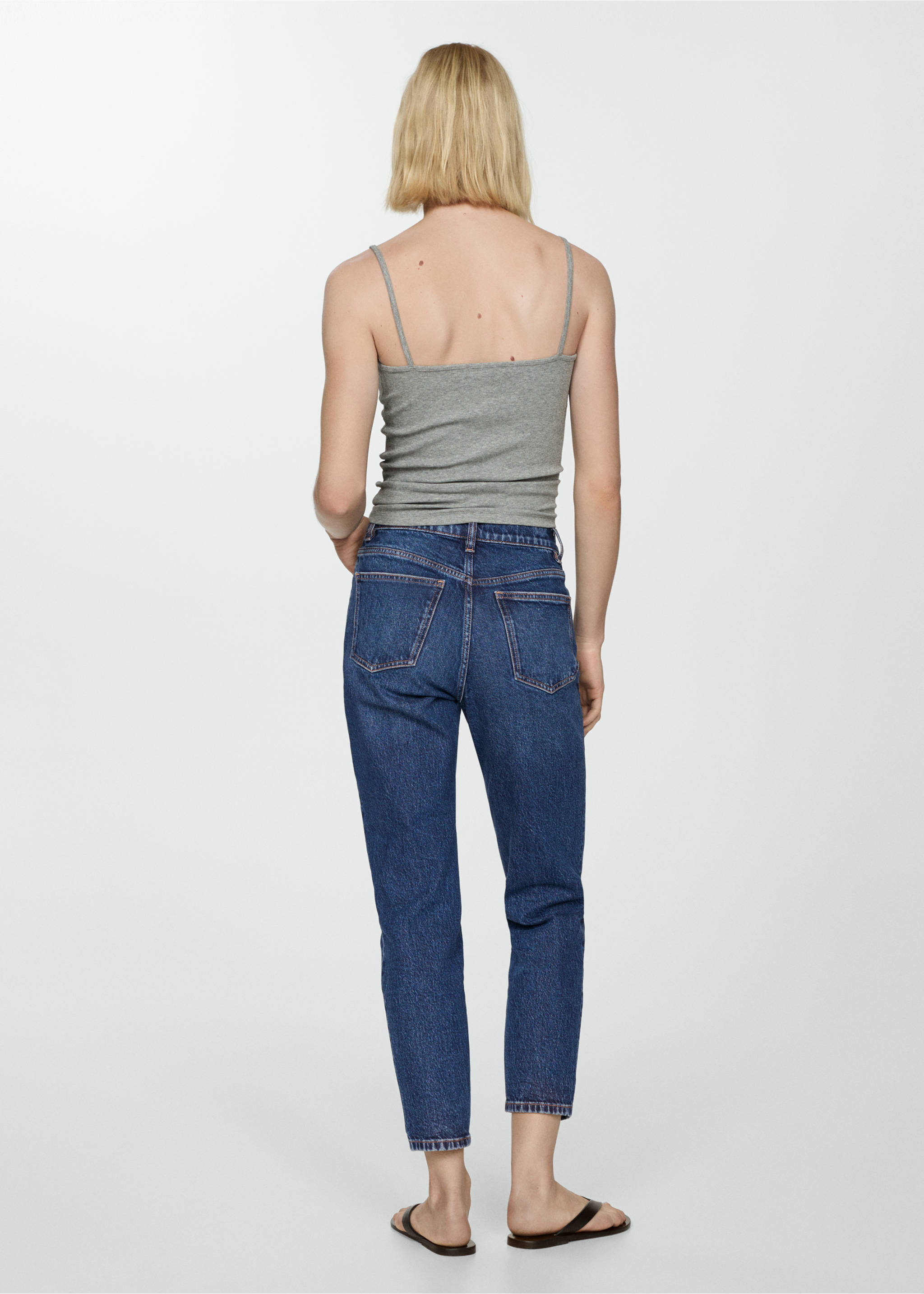 Jeans Newmom confort tiro alto - Reverso del artículo, Azul oscuro. Ref: 67050389-00.