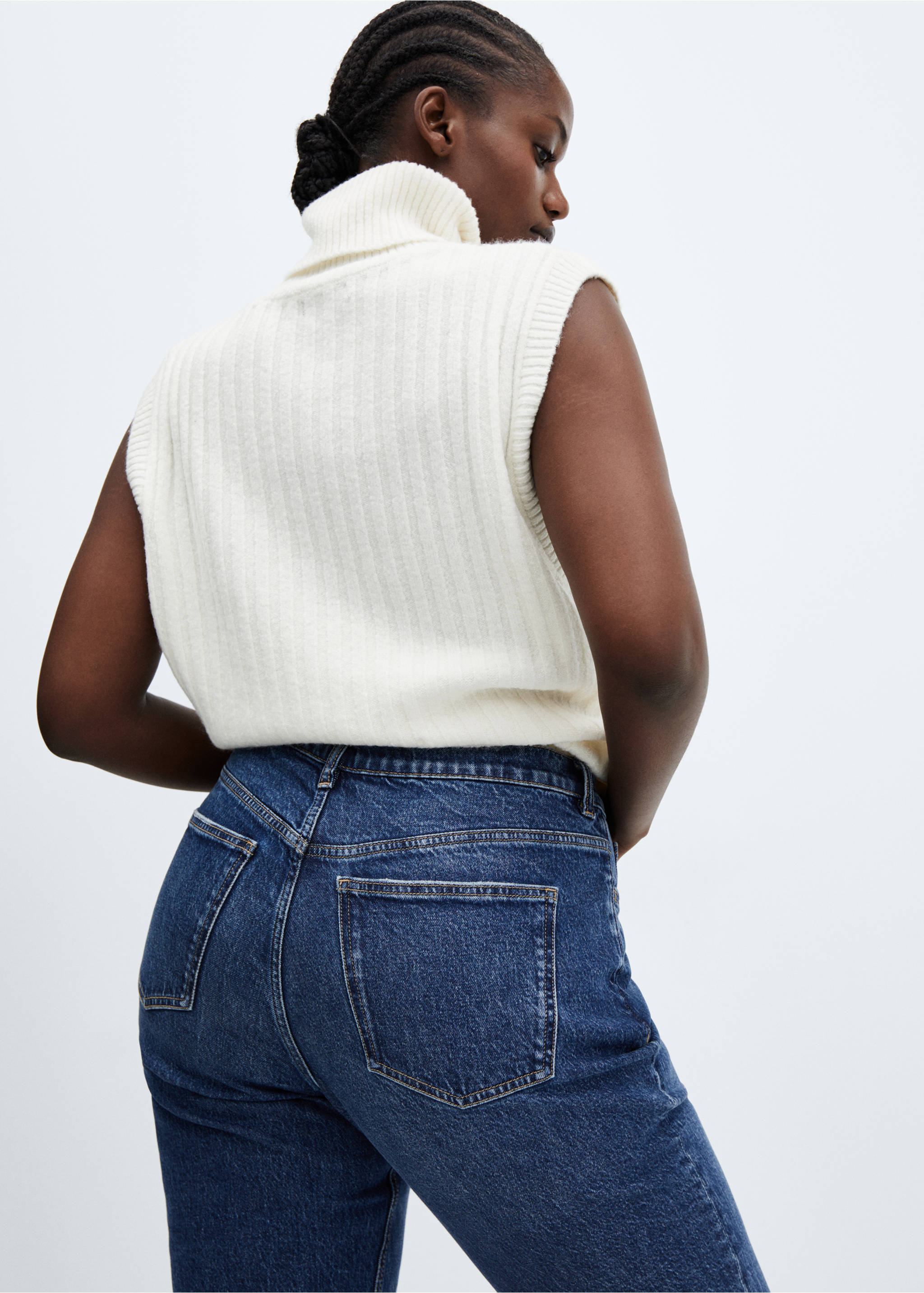 Jeans Newmom confort tiro alto - Detalle del artículo 4, Azul oscuro. Ref: 67050389-00.