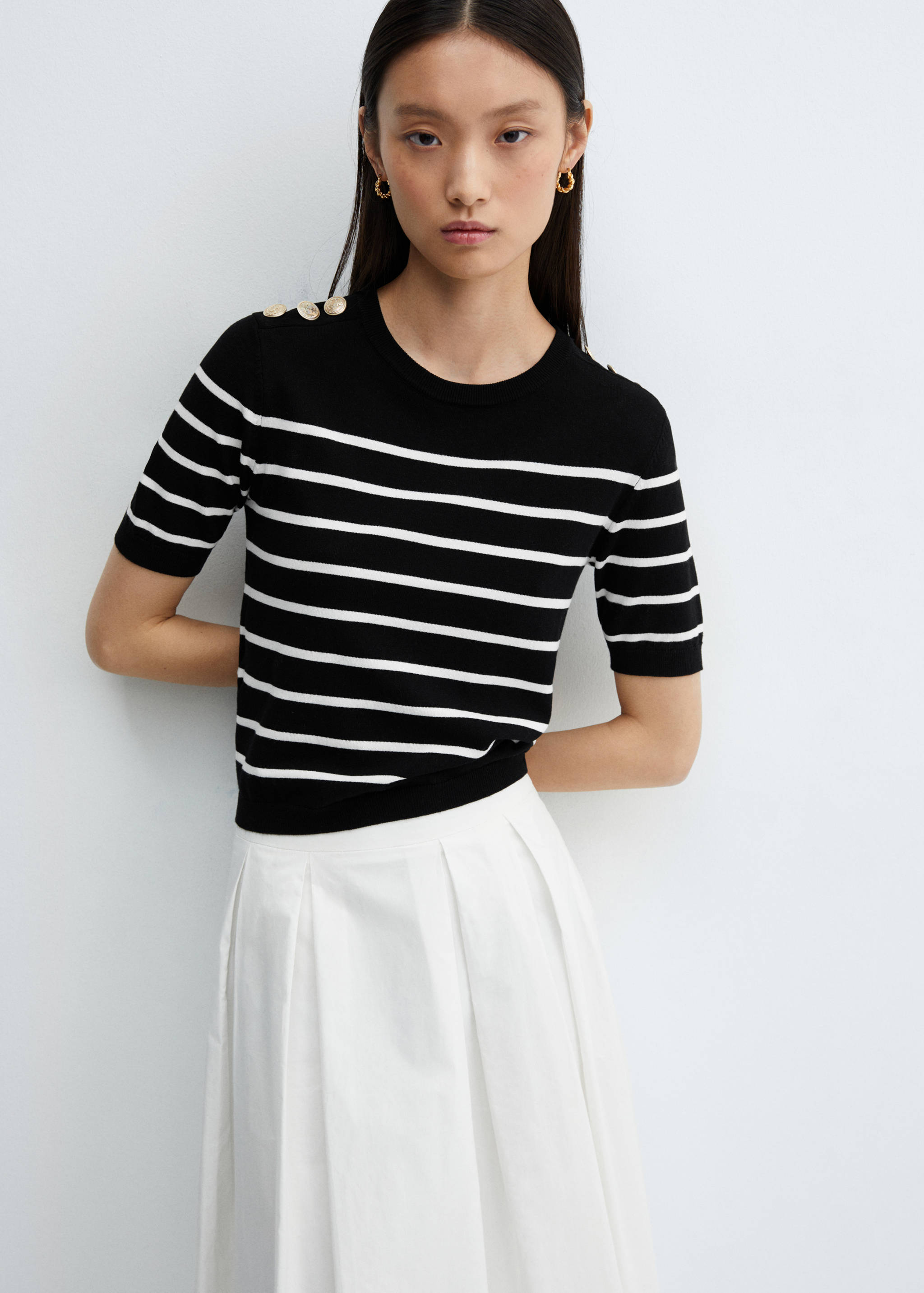 Buttoned striped sweater - Medium plane