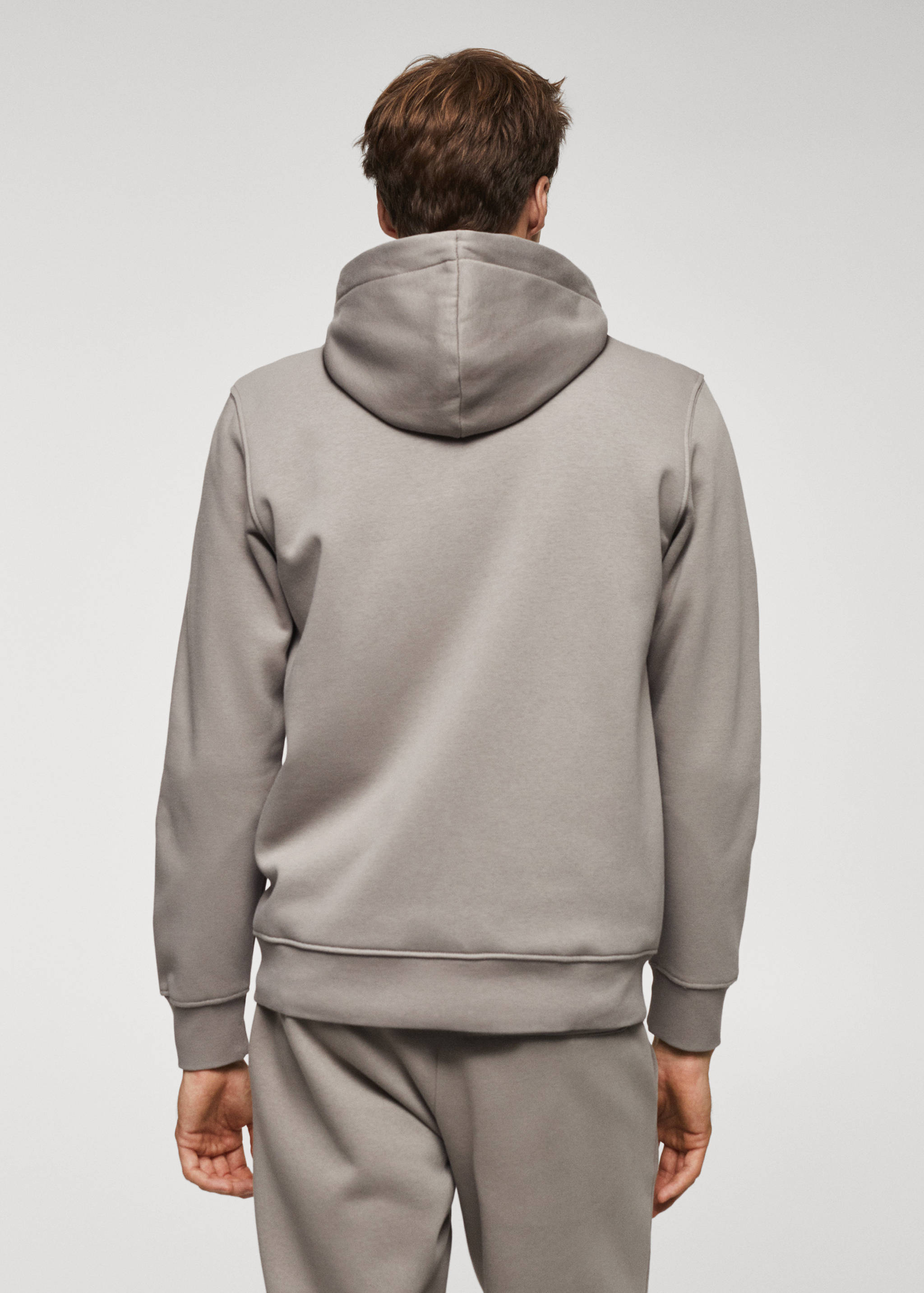Sweatshirt de algodão com capuz de fecho de correr - Verso do artigo