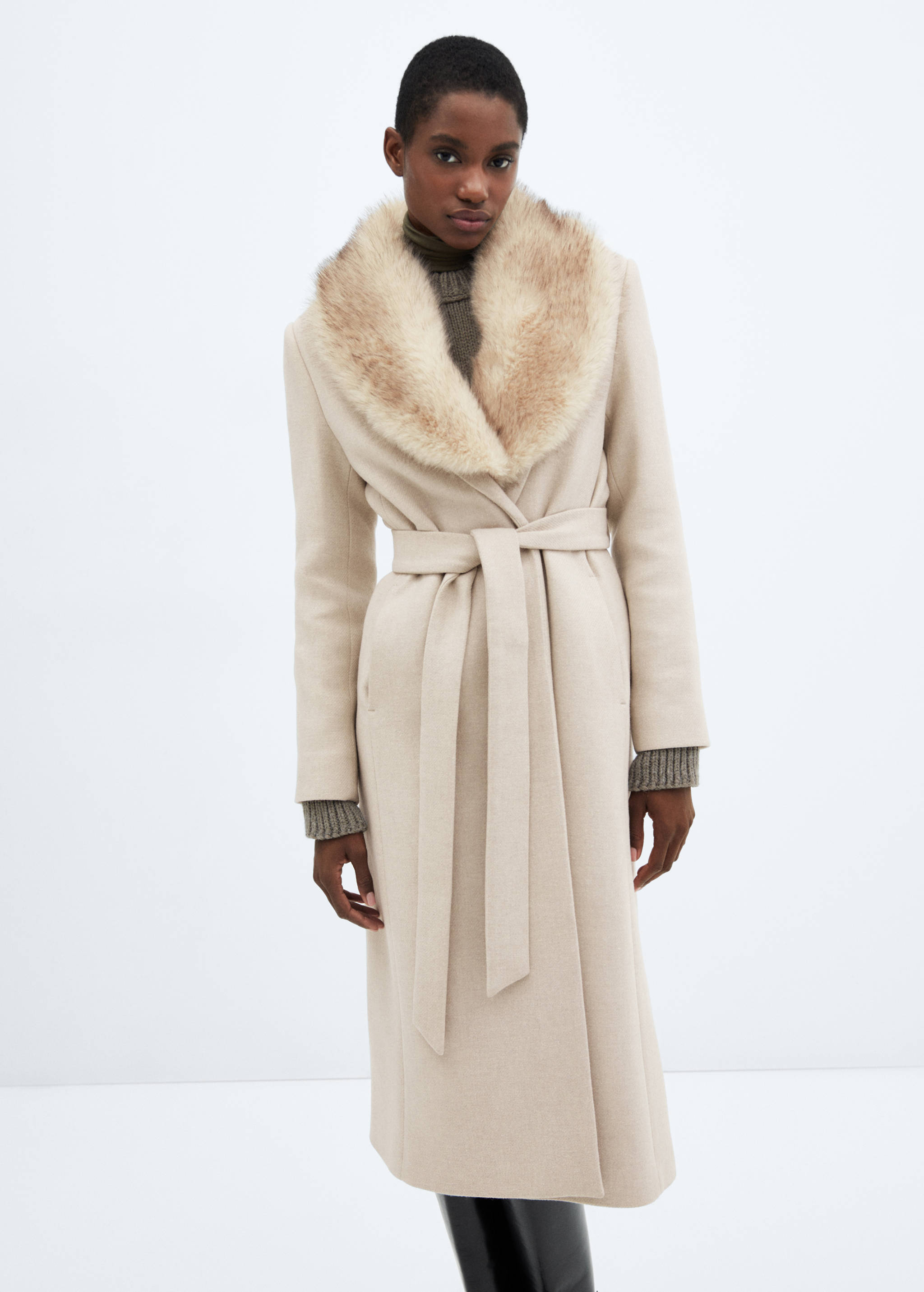 Manteco wool coat with detachable fur collar - Medium plane