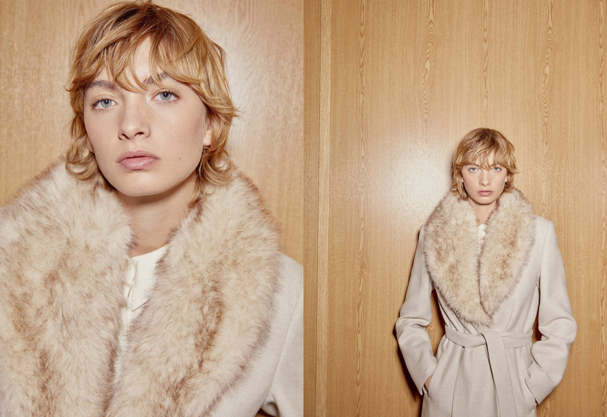 Manteco wool coat with detachable fur collar - Panoramic plane