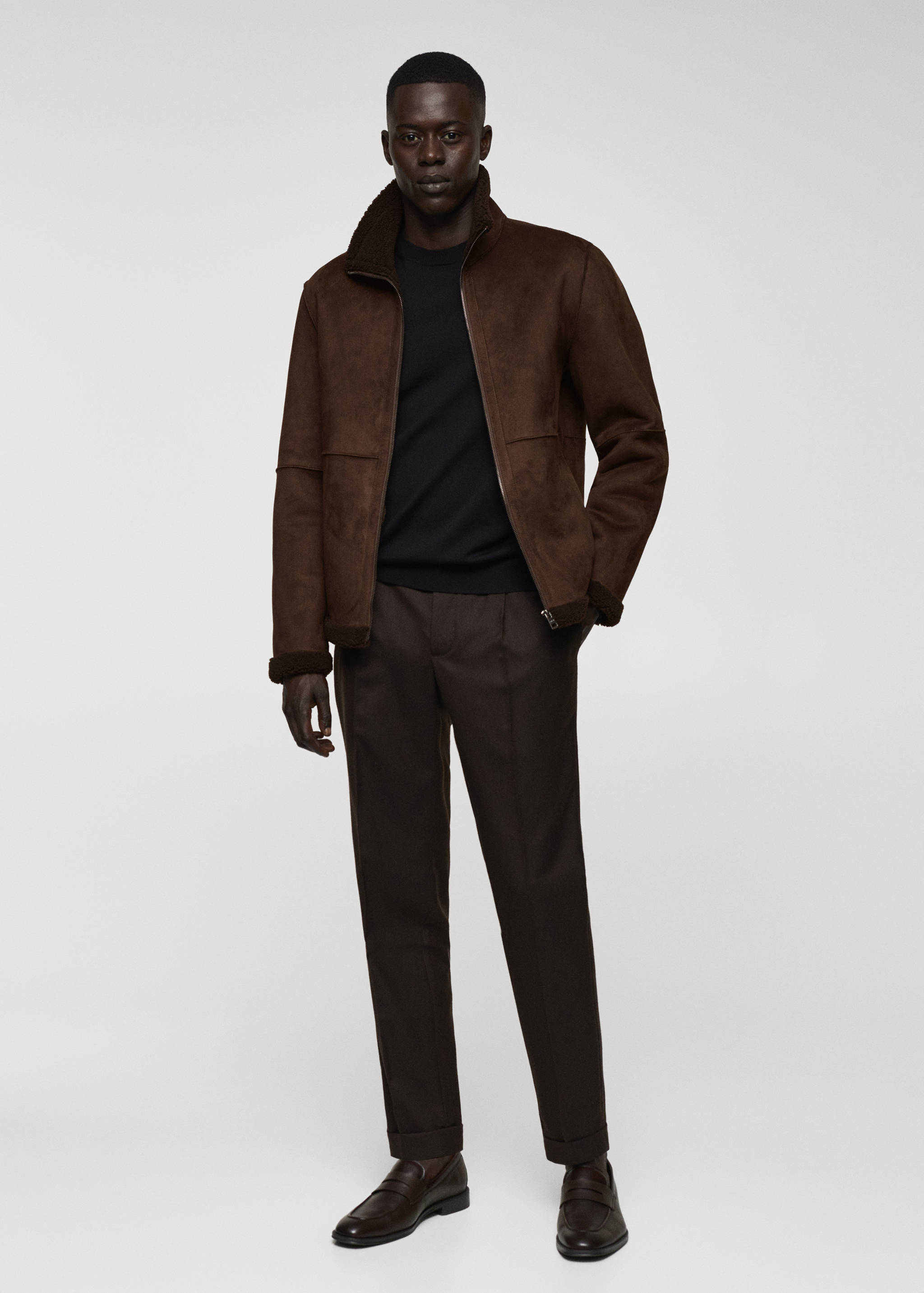 Shearling-lined faux-leather jacket - General plane