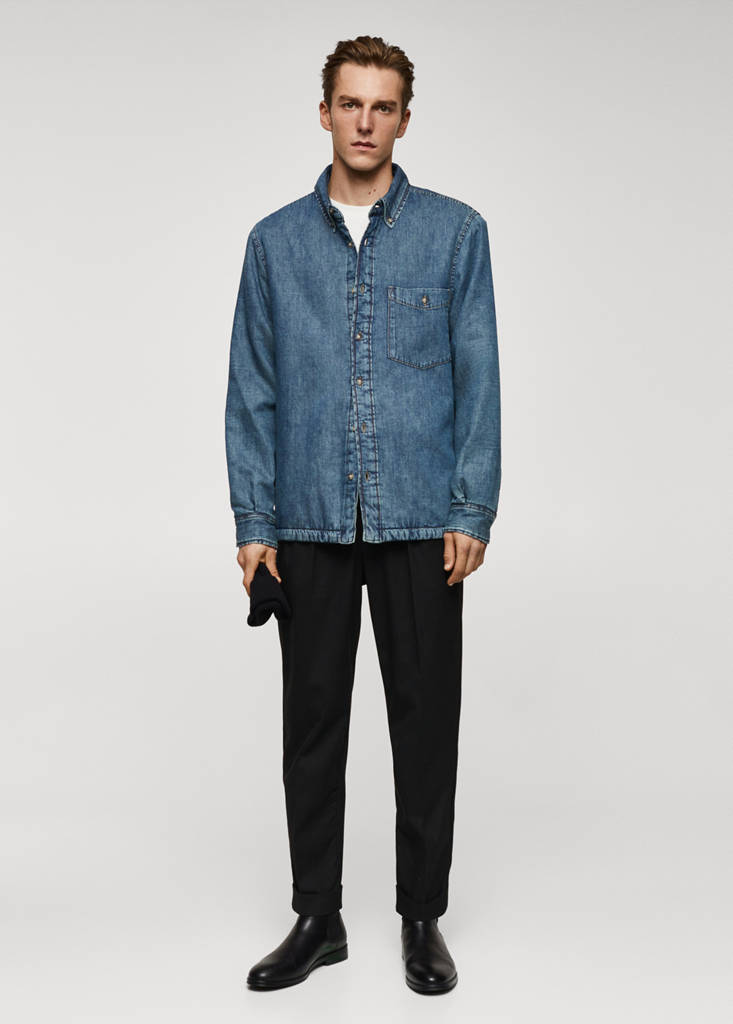Quilted denim overshirt — Medium Vintage Blue