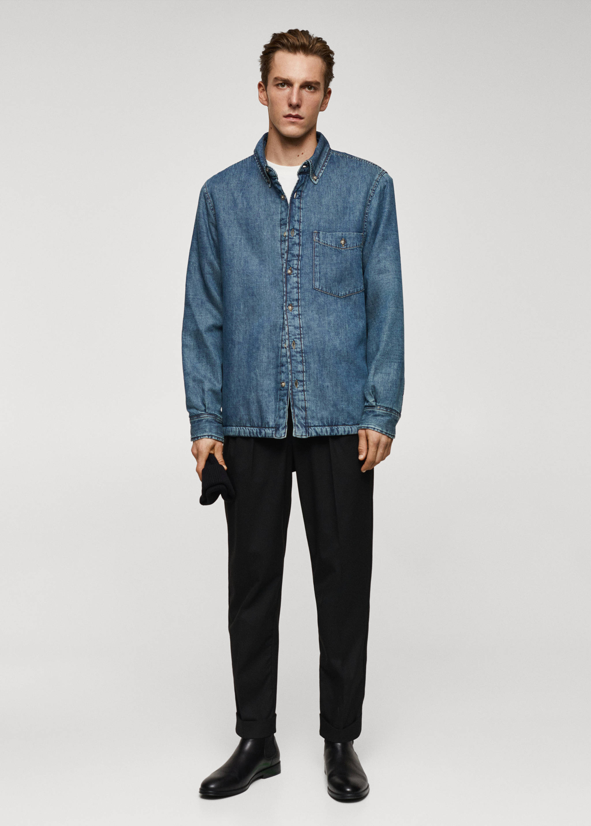 Quilted denim overshirt - General plane