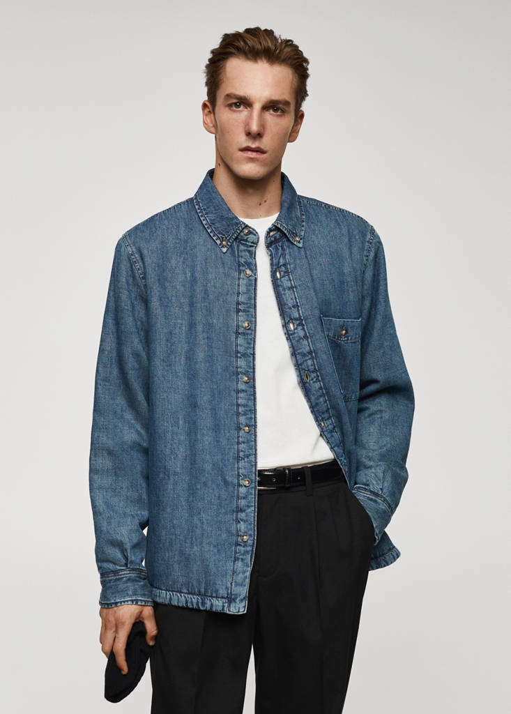 Quilted denim overshirt — Medium Vintage Blue