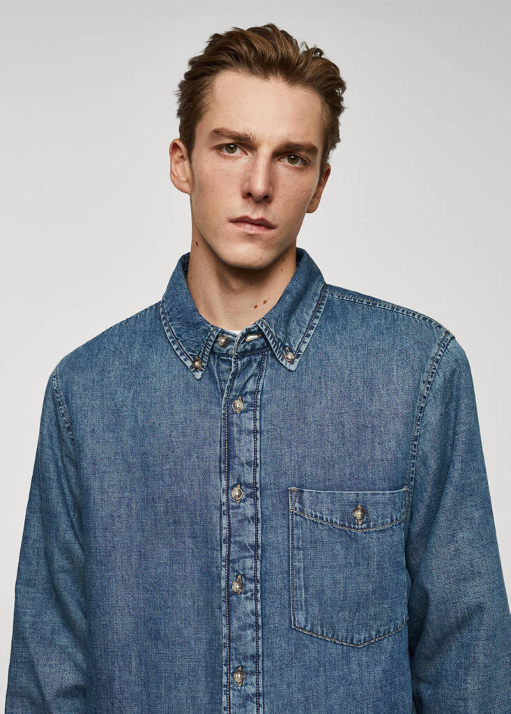 Quilted denim overshirt — Medium Vintage Blue