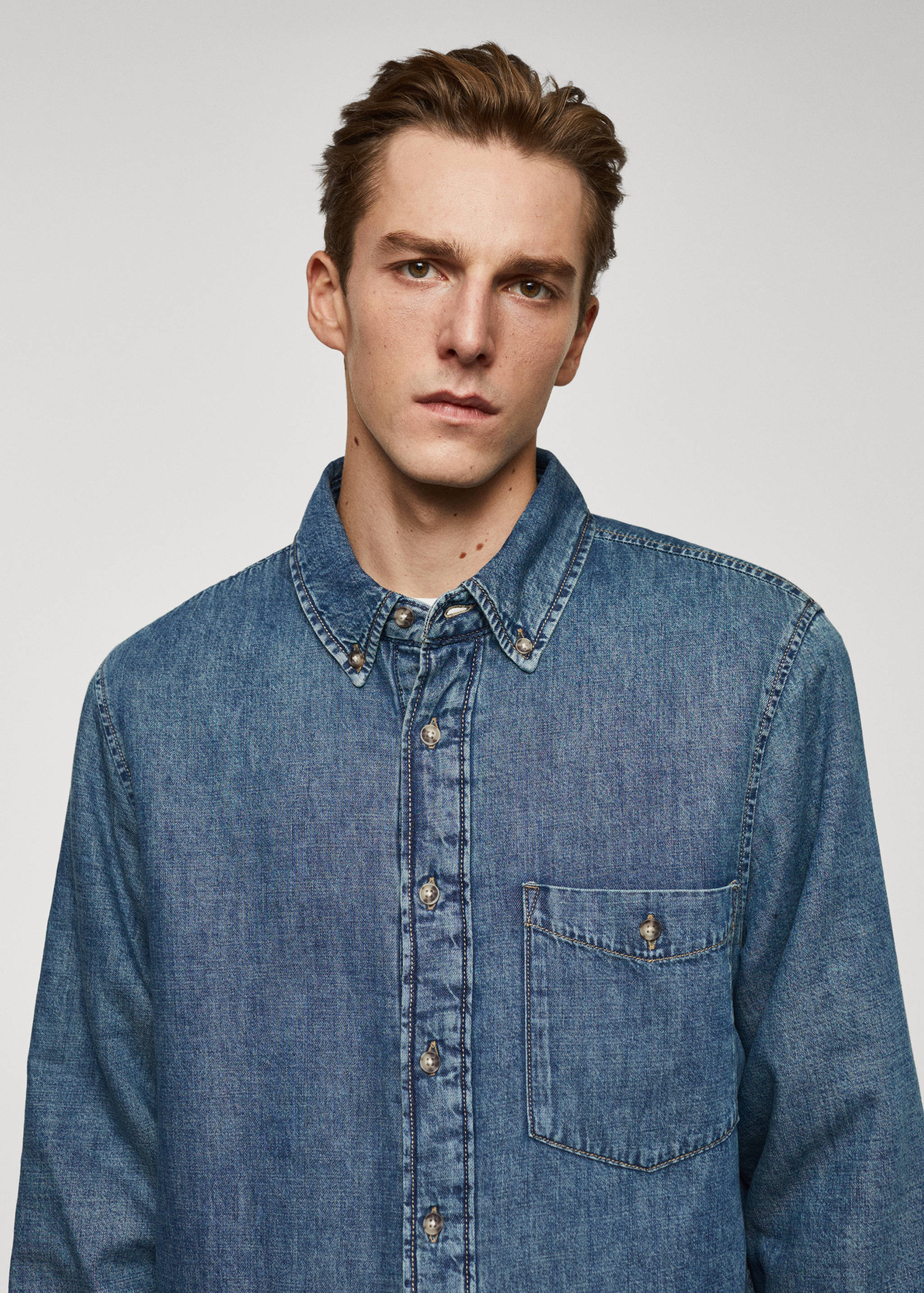 Quilted denim overshirt - Details of the article 1