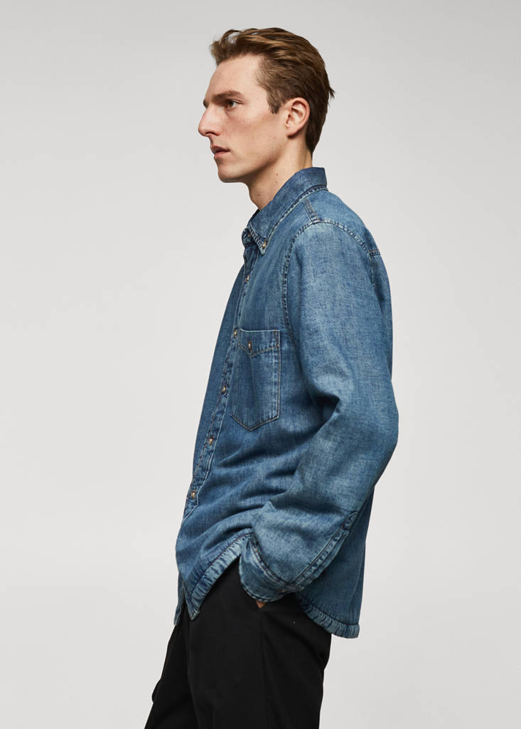 Quilted denim overshirt — Medium Vintage Blue
