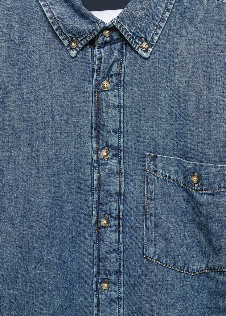 Quilted denim overshirt — Medium Vintage Blue