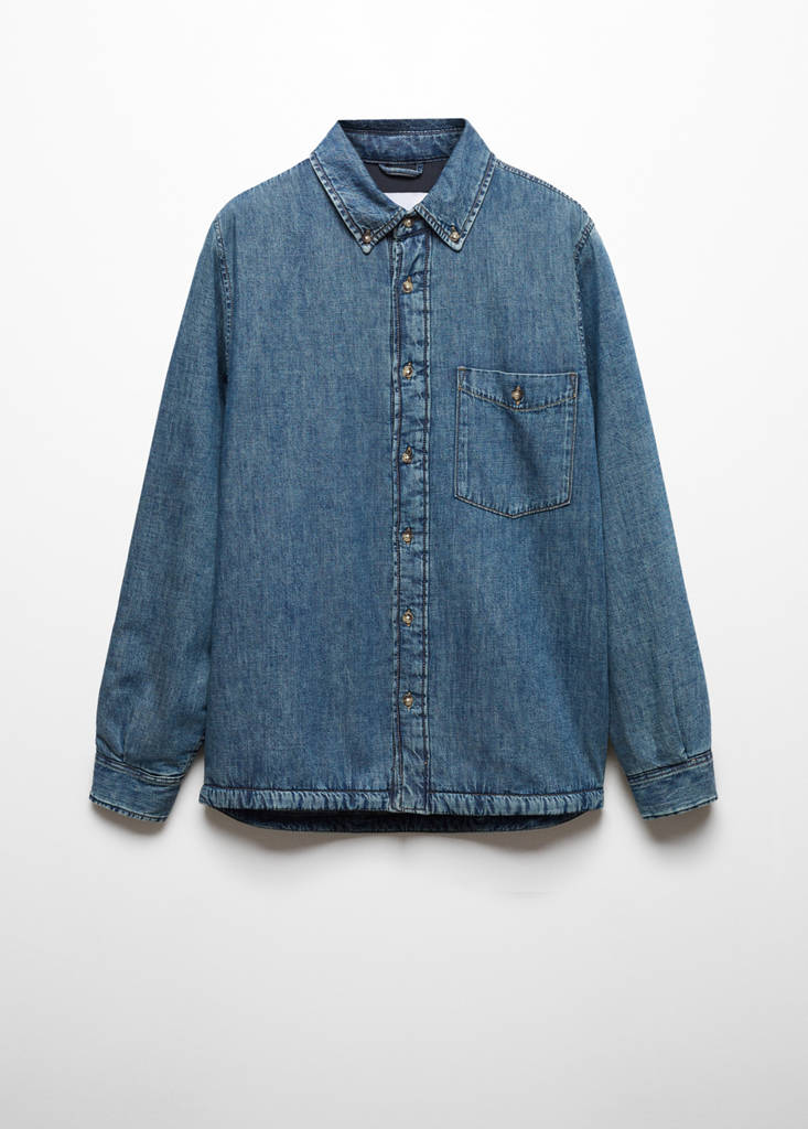 Quilted denim overshirt — Medium Vintage Blue