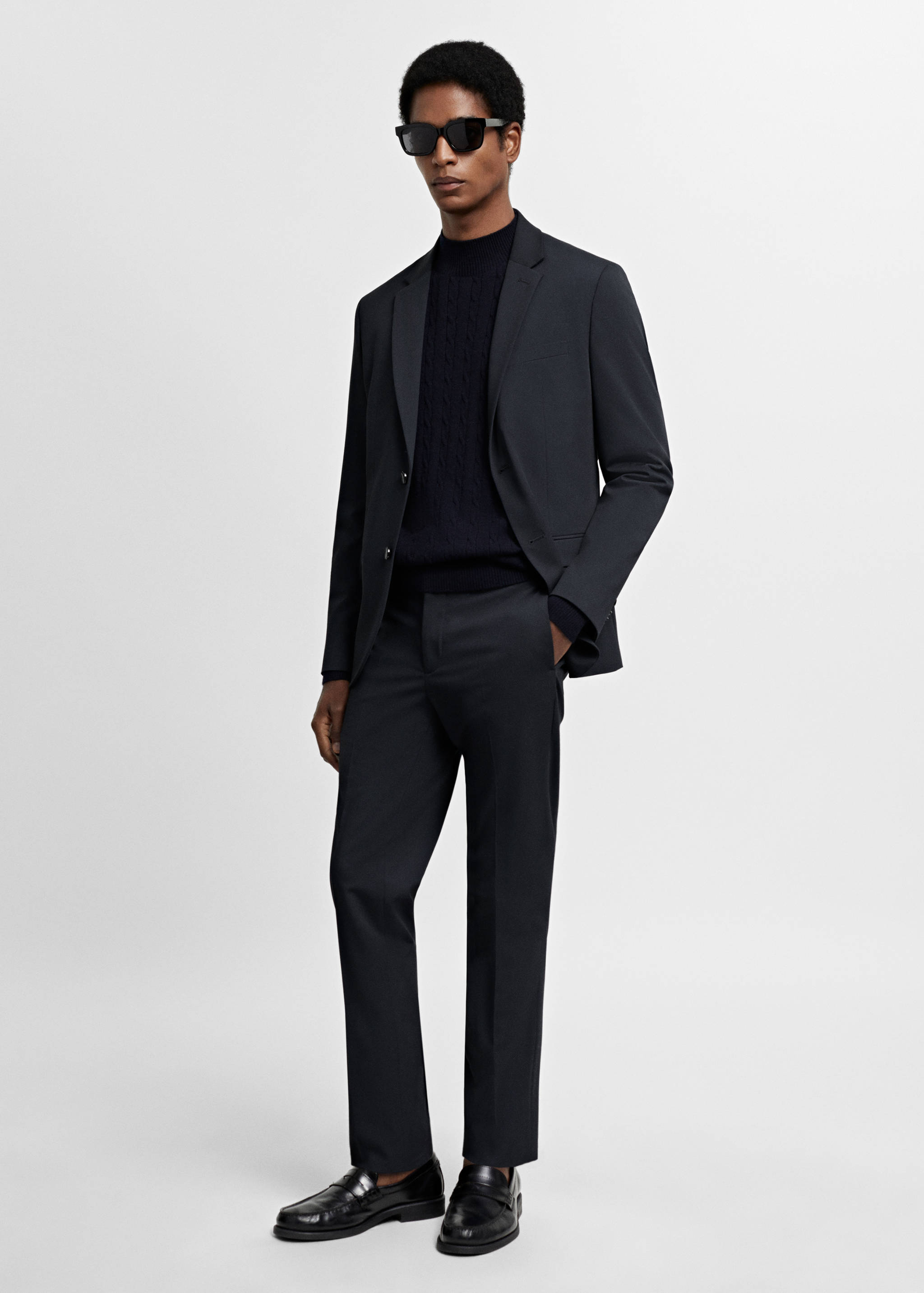 弹力面料超修身西装夹克 - null