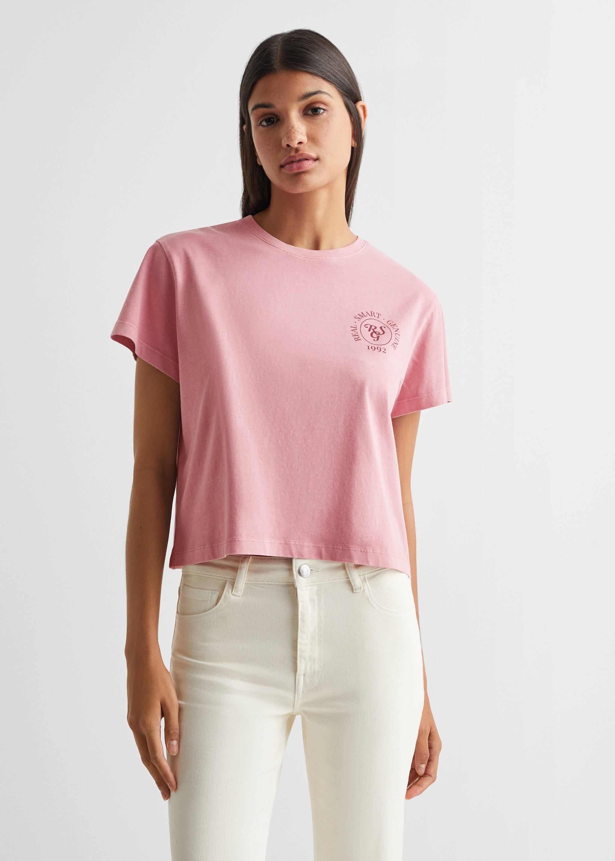 T-shirt crop imprimé - Plan moyen