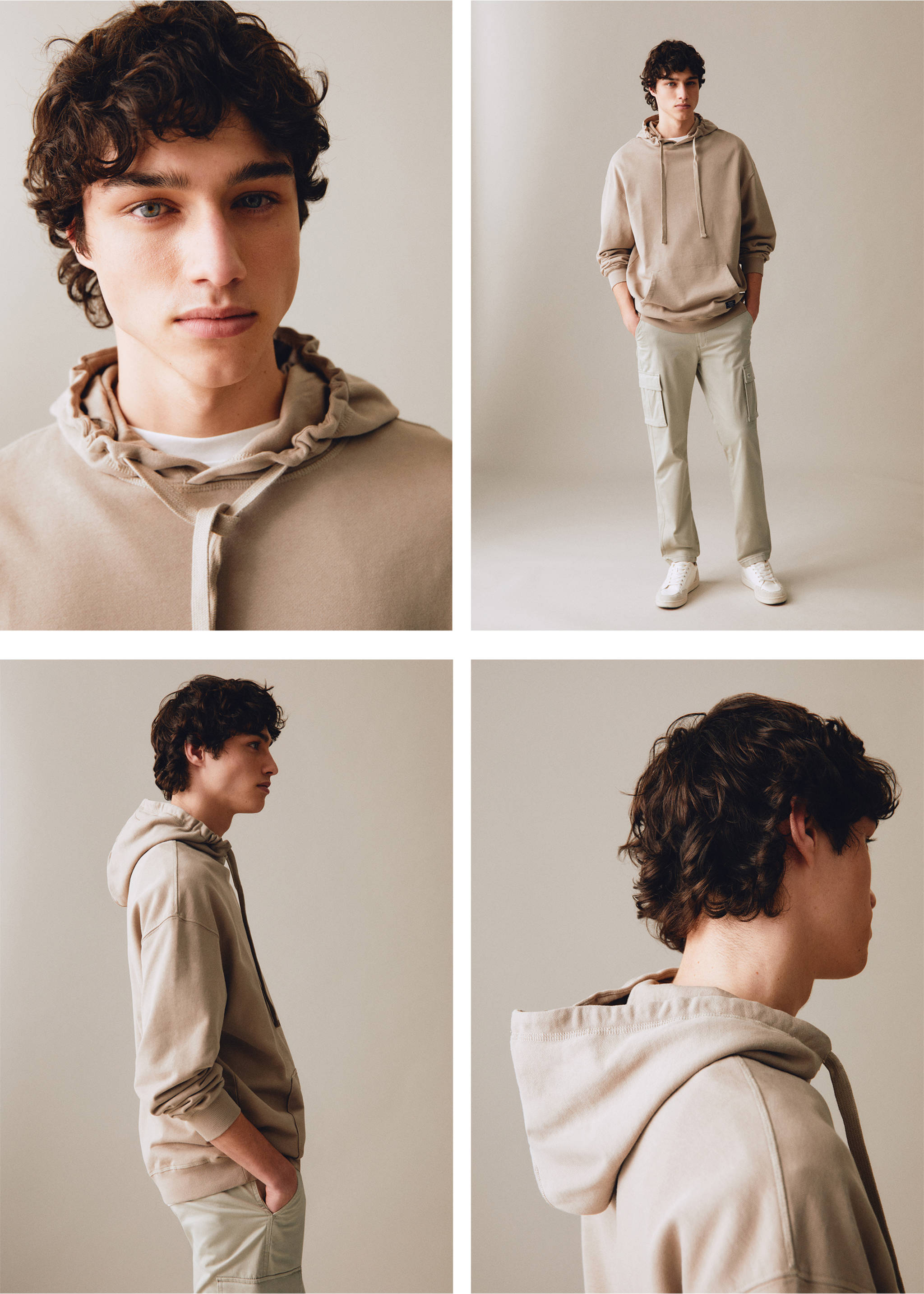 Unisex hoodie - Details of the article 5, Beige. Ref: 67050652-00.