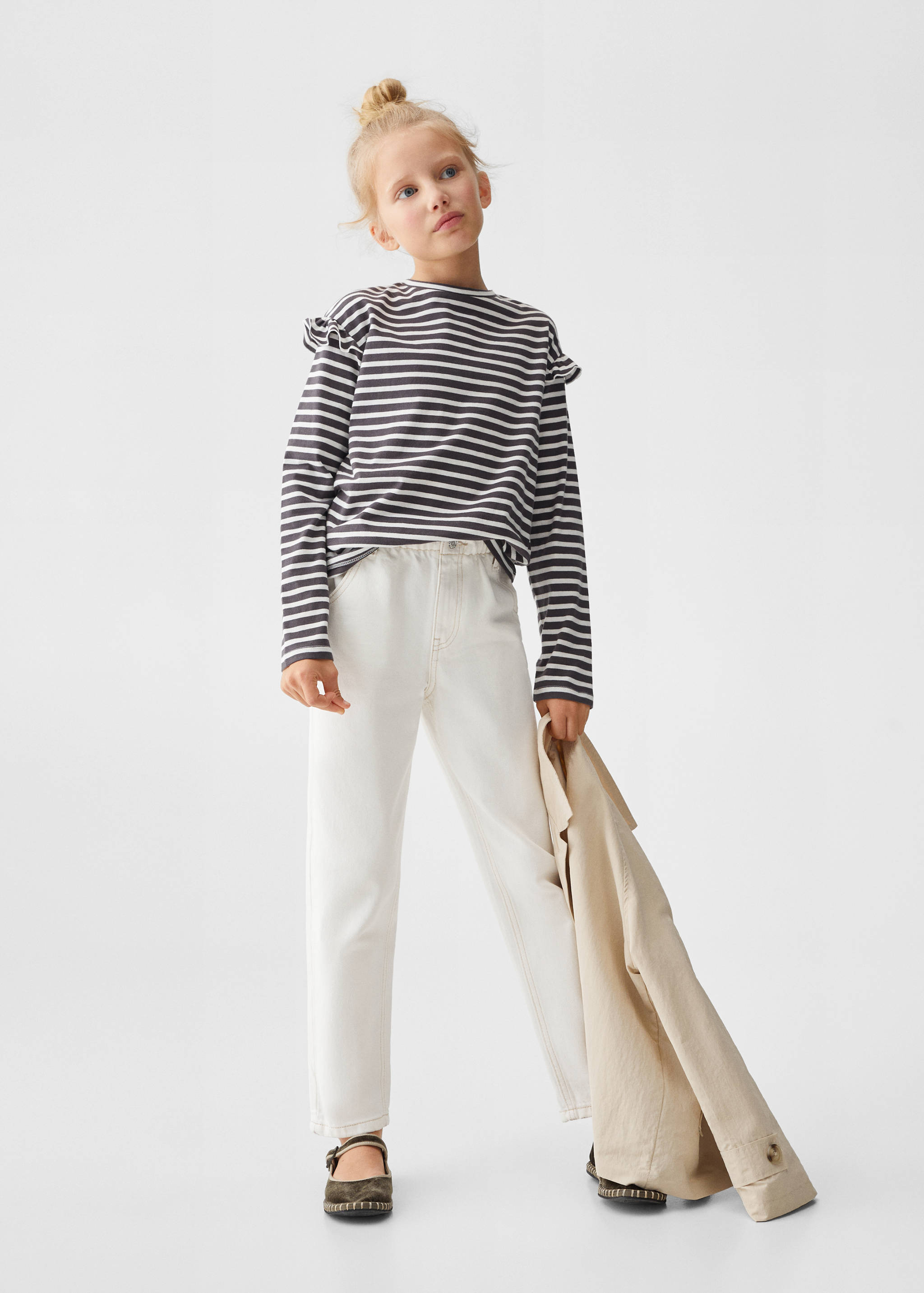 Striped ruffle sleeve t-shirt - General plane