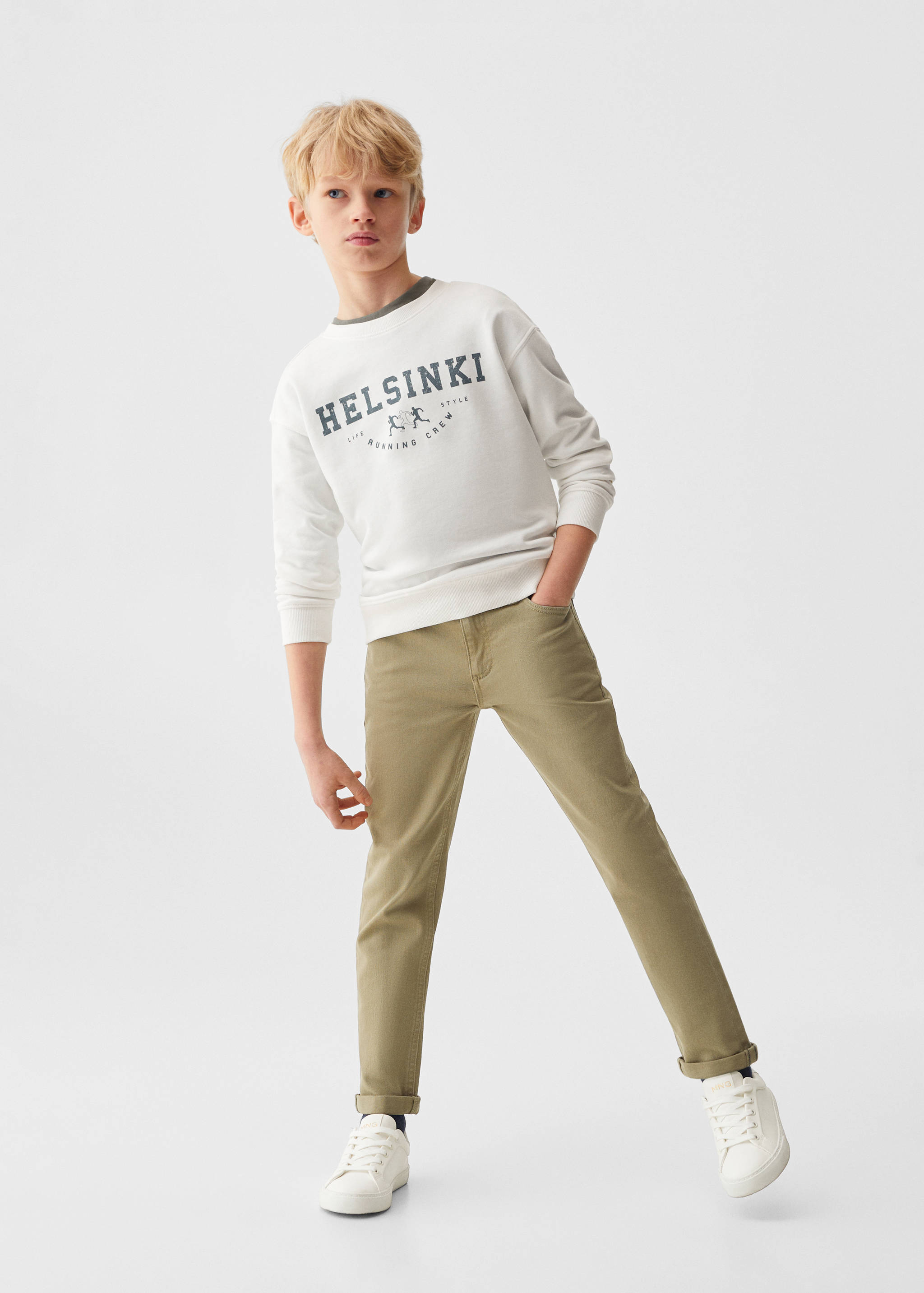 Straight-fit cotton trousers - General plane