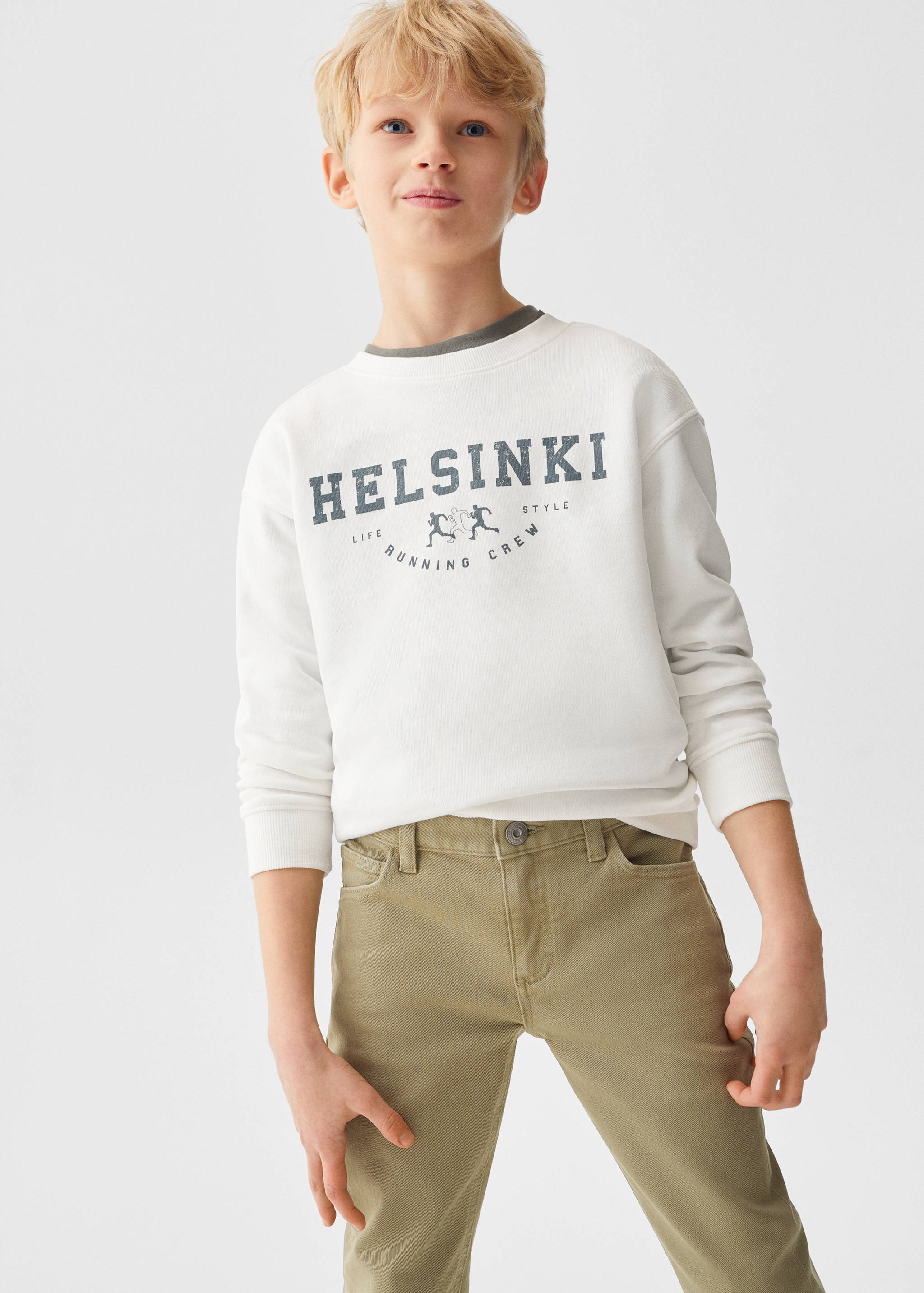 Straight-fit cotton trousers - Medium plane