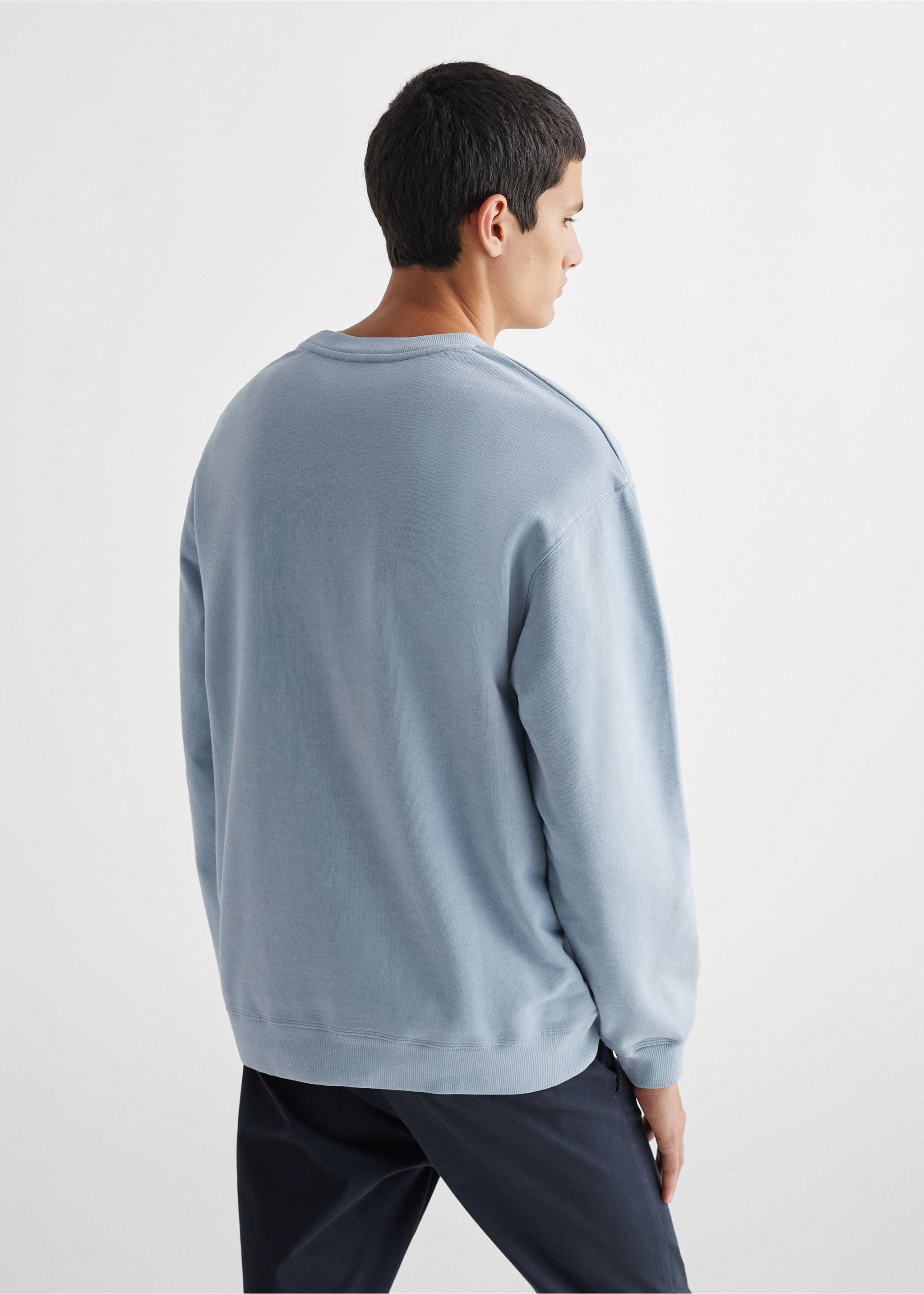 Cotton sweatshirt - Reverse of the article, Blue. Ref: 67052913-00.