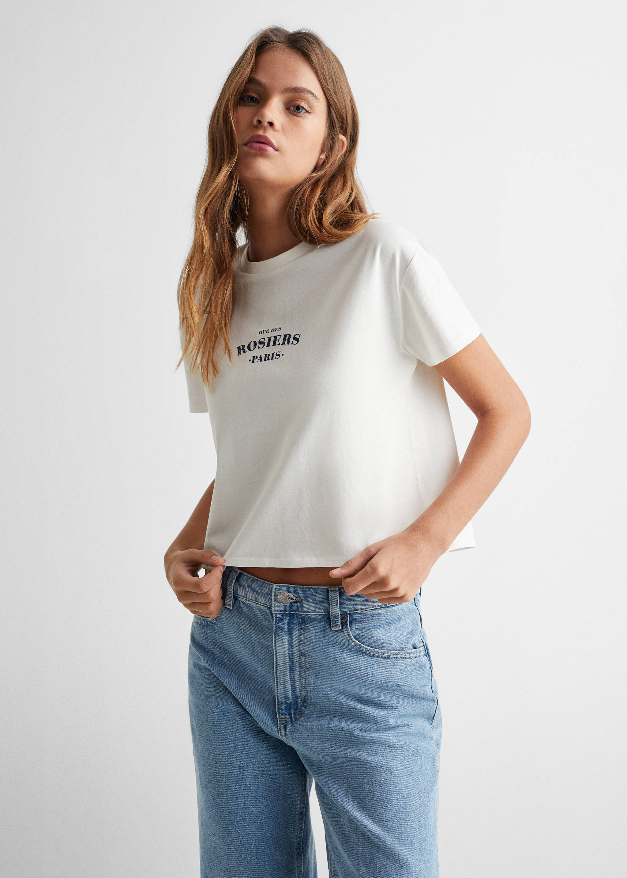 T-shirt com mensagem estampada - Plano médio