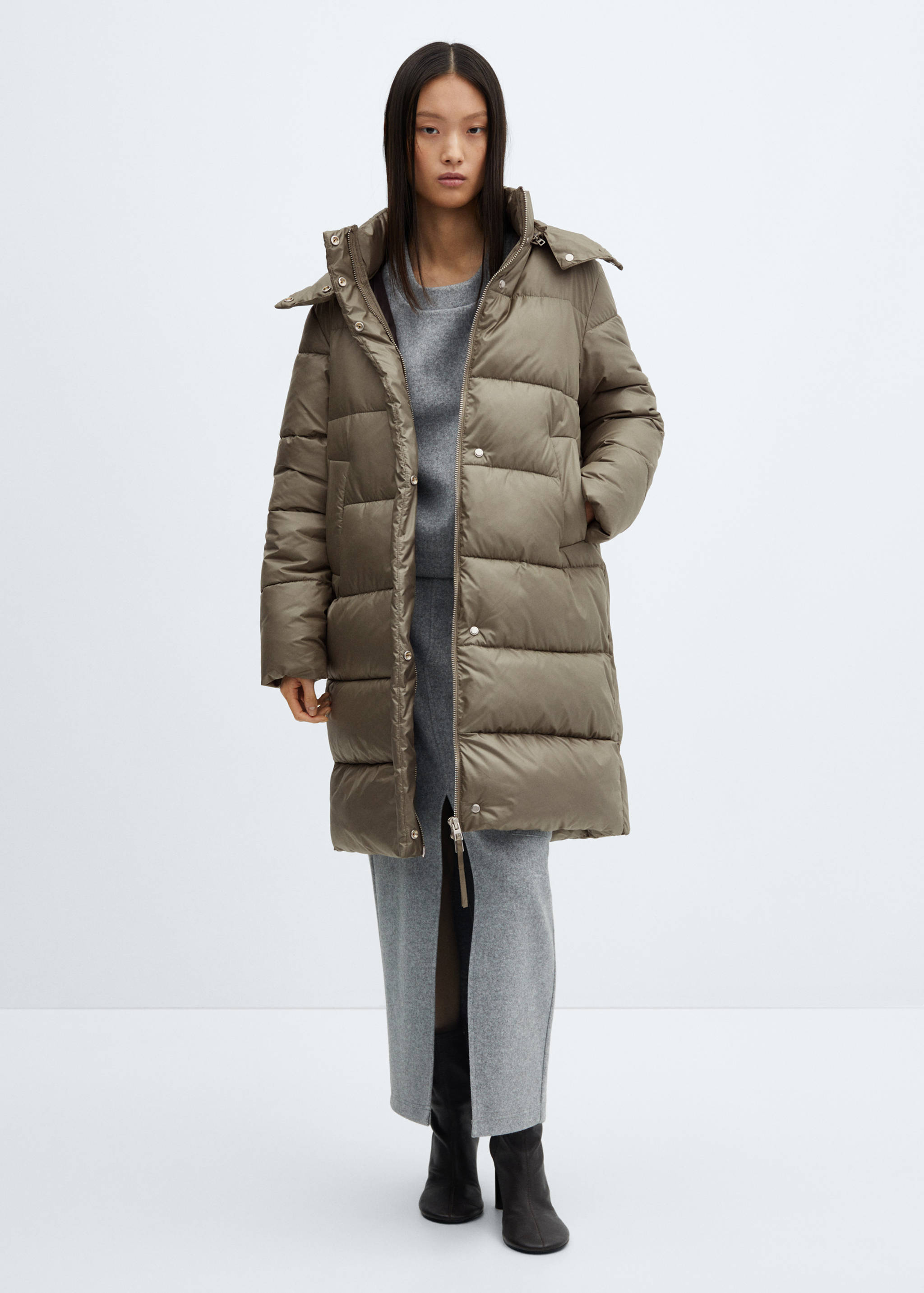 Detachable hood puffer coat - General plane