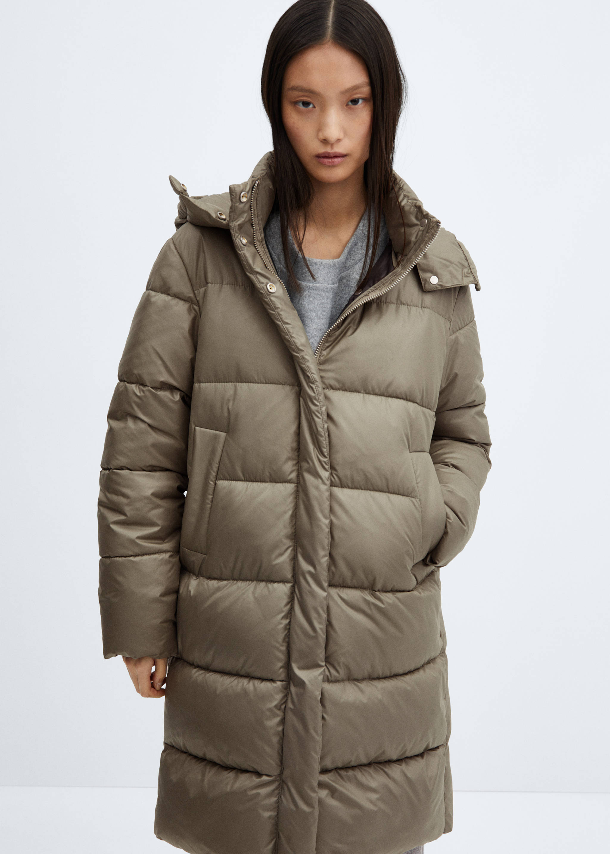 Detachable hood puffer coat - Medium plane
