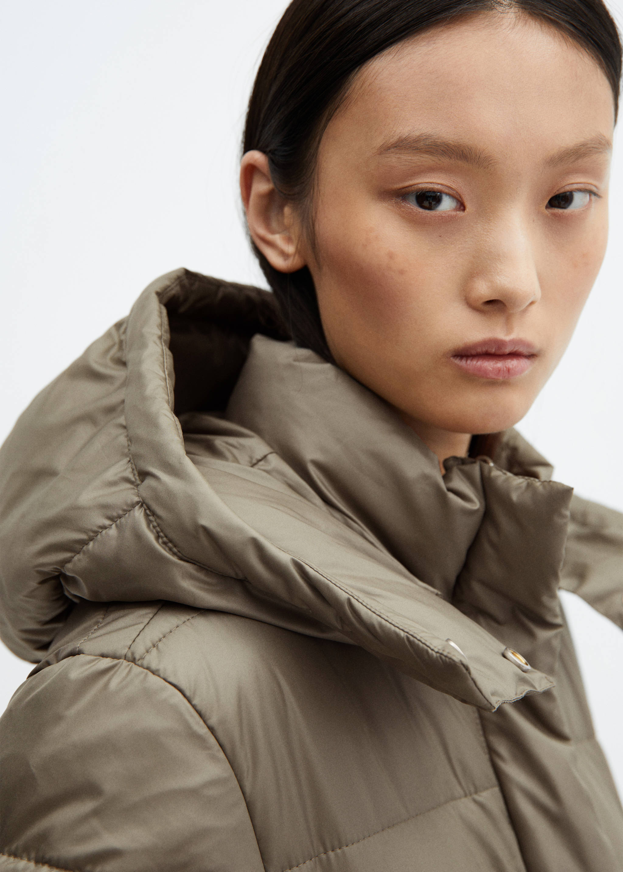 Detachable hood puffer coat - Details of the article 1