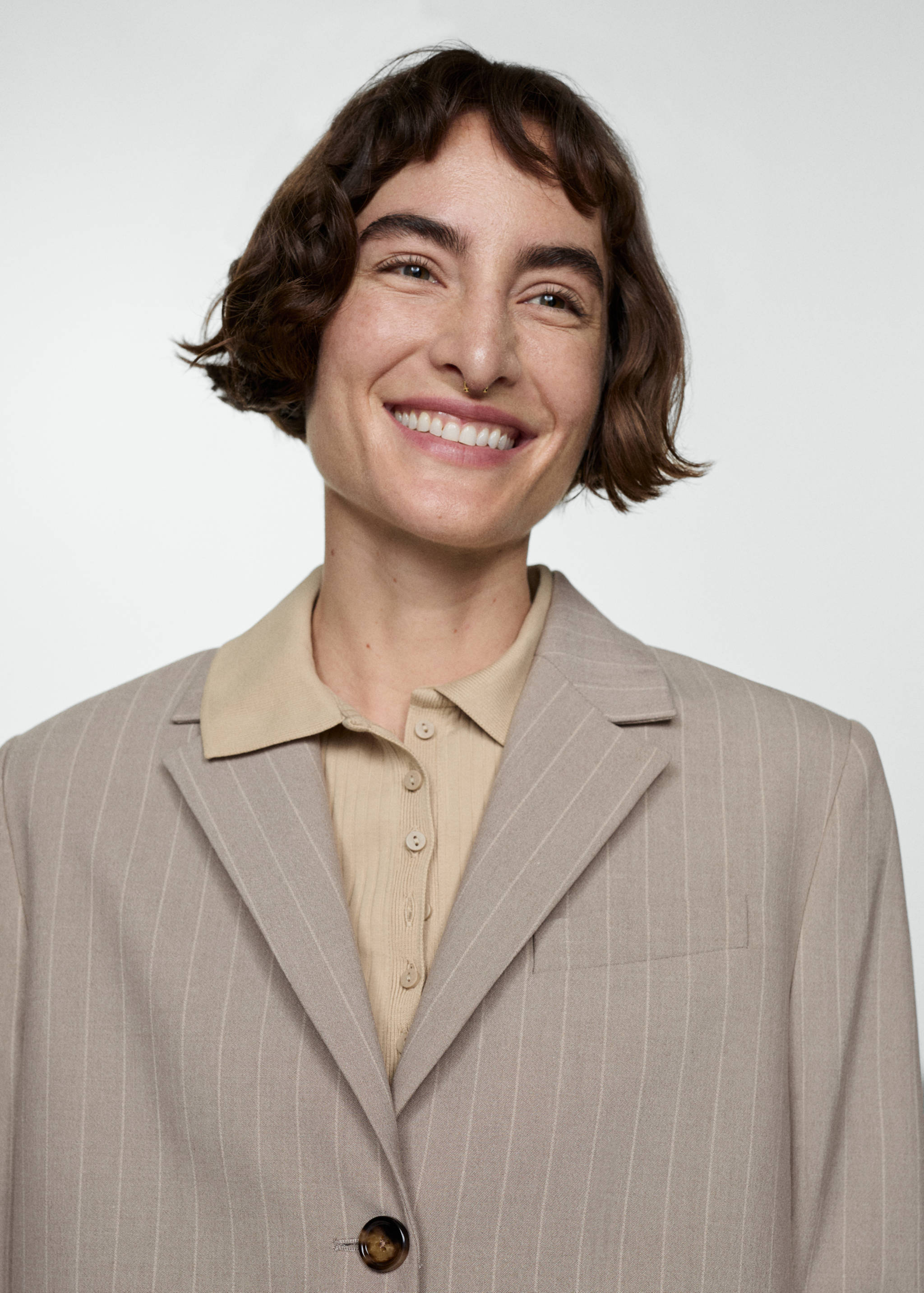 Cropped pinstripe blazer - Details of the article 2