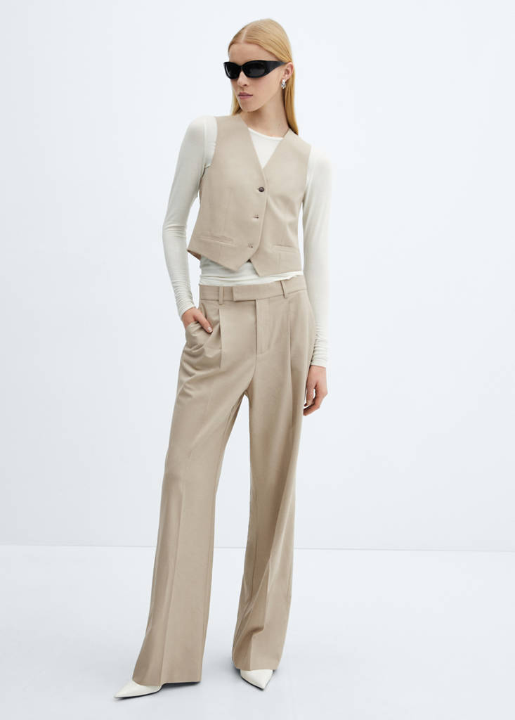 Suit waistcoat with buttons — Beige