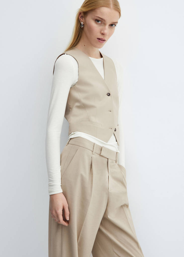 Suit waistcoat with buttons — Beige