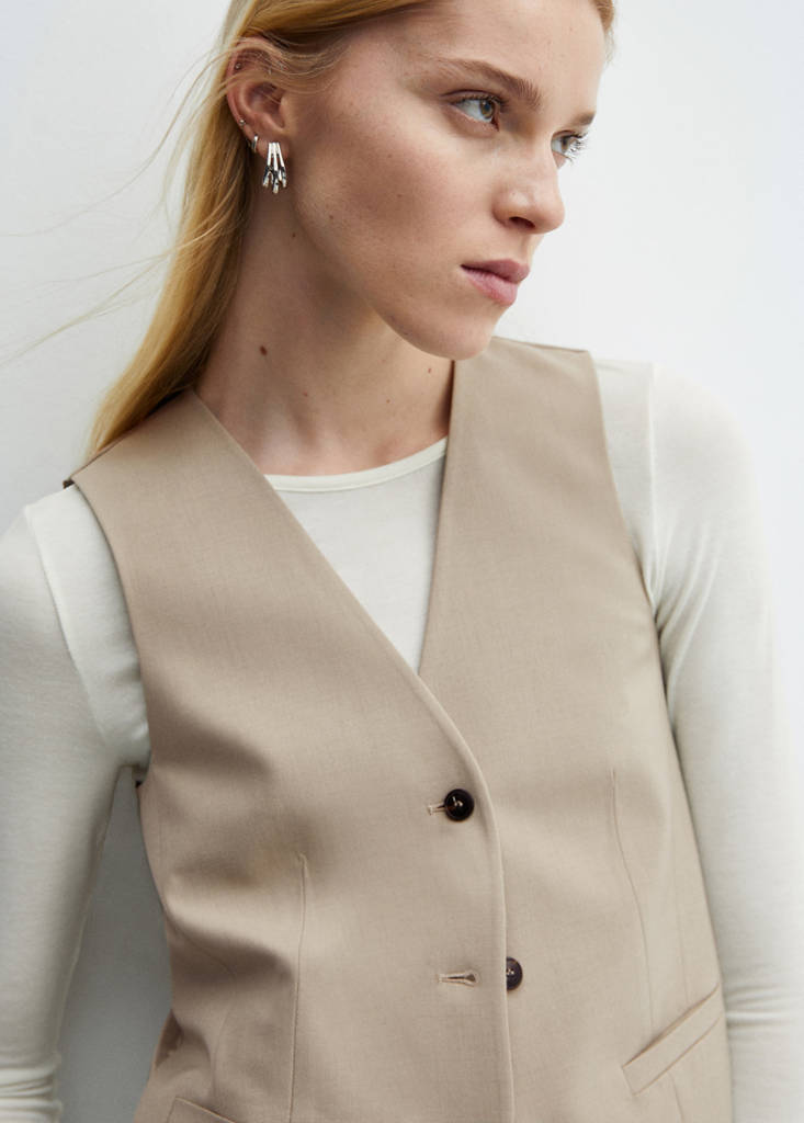 Suit waistcoat with buttons — Beige
