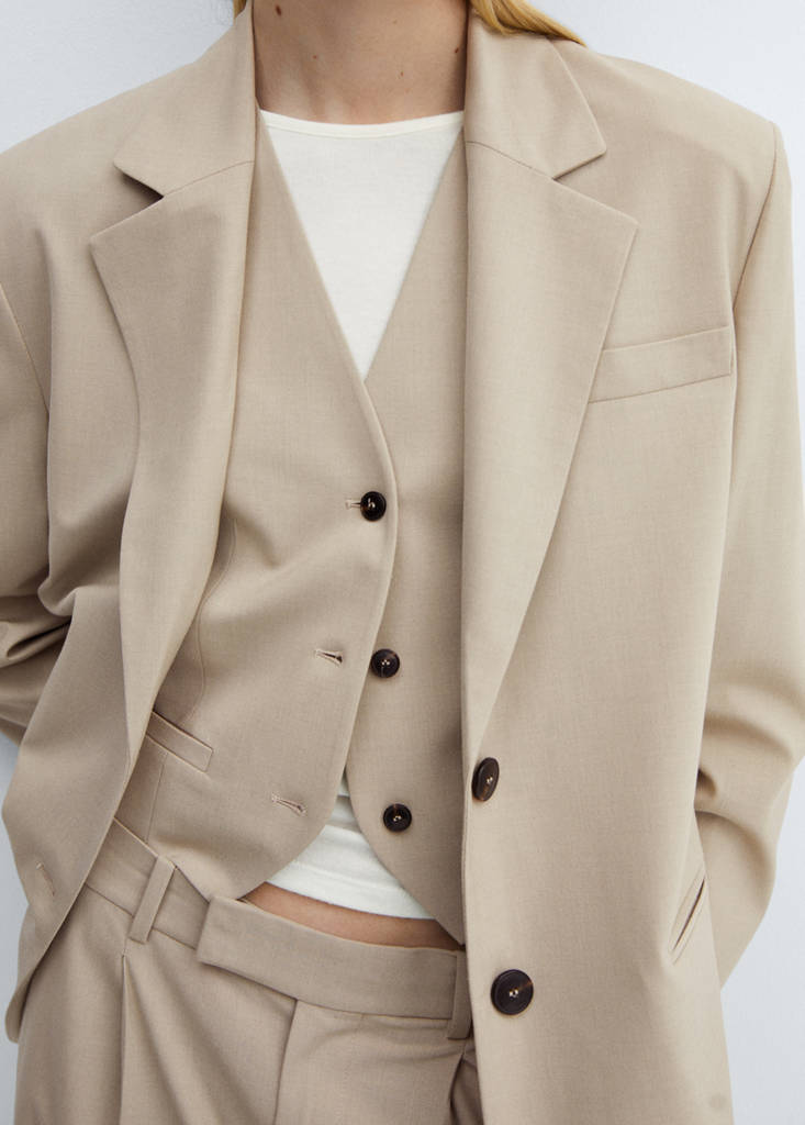 Suit waistcoat with buttons — Beige