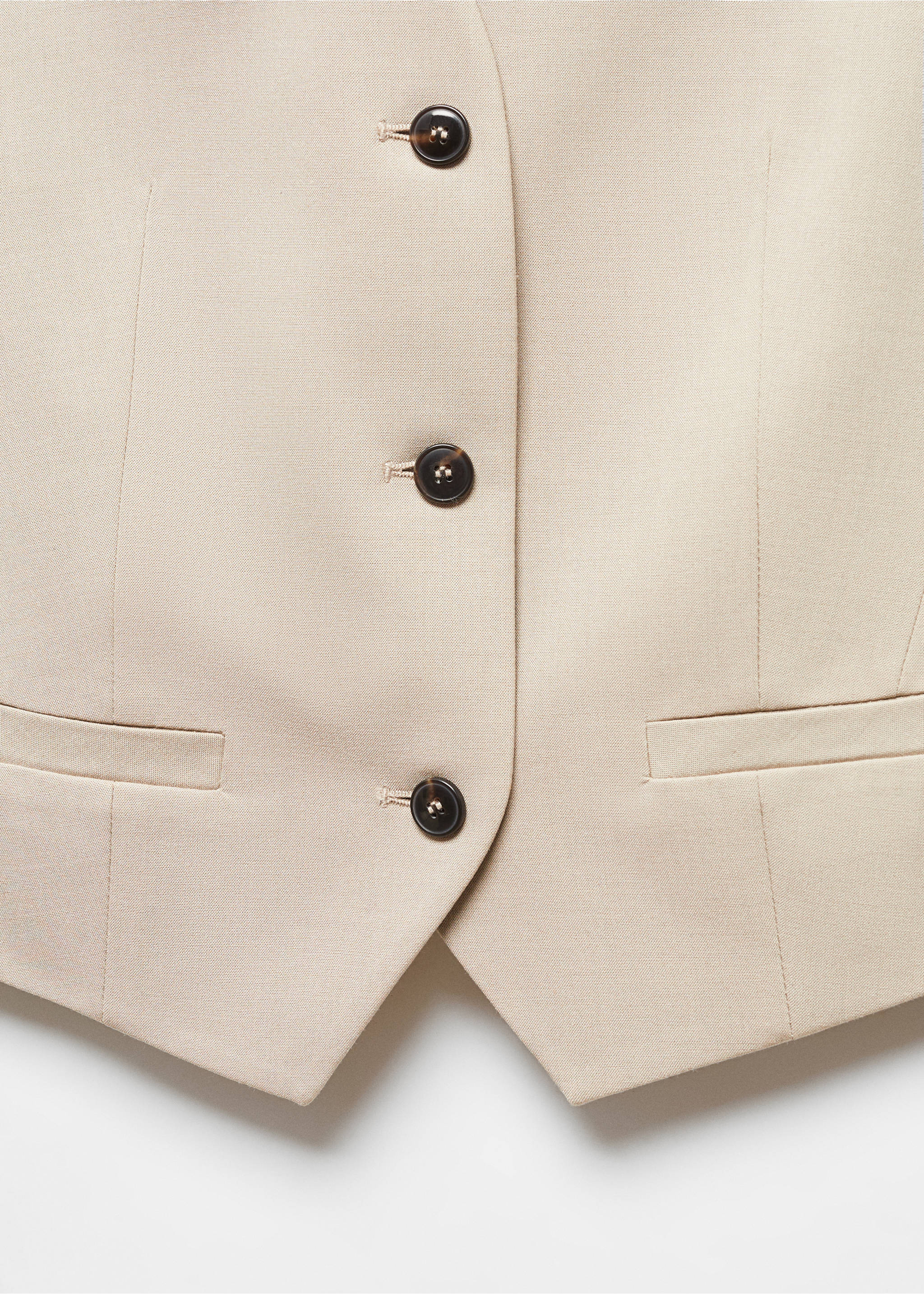 Suit waistcoat with buttons - Details of the article 8, Beige. Ref: 67054072-00.