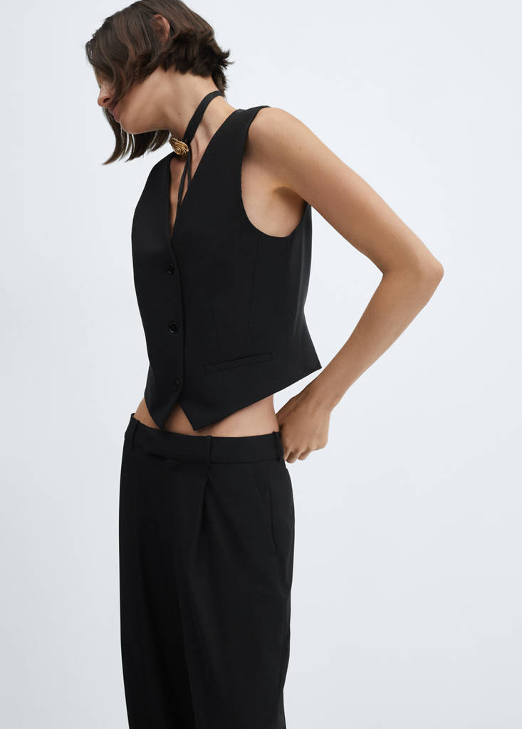 Suit waistcoat with buttons — Black