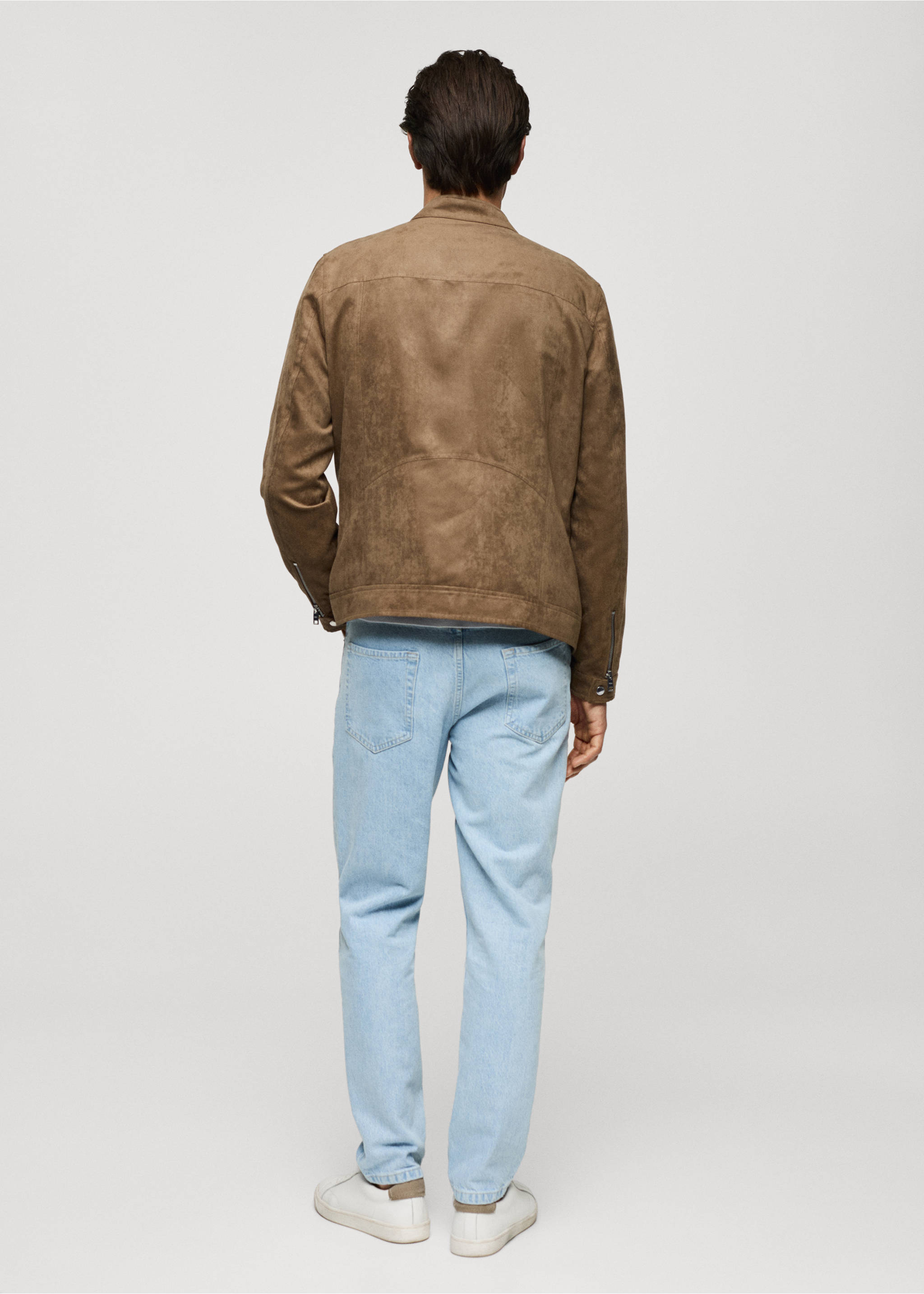 Suede-effect jacket with zip - Reverse of the article, Medium Brown. Ref: 67054438-00.