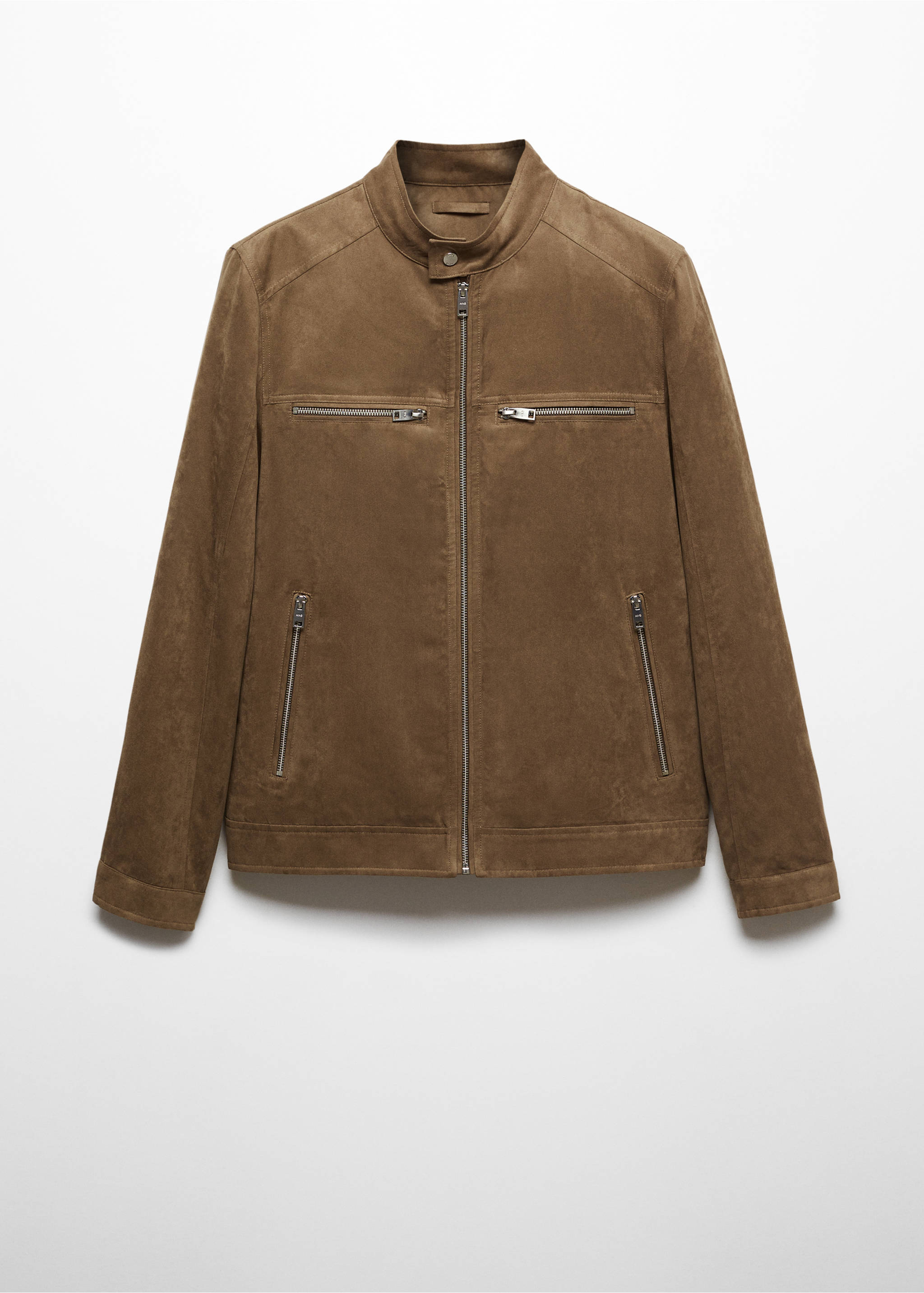 Suede-effect jacket with zip - Article without model, Medium Brown. Ref: 67054438-00.