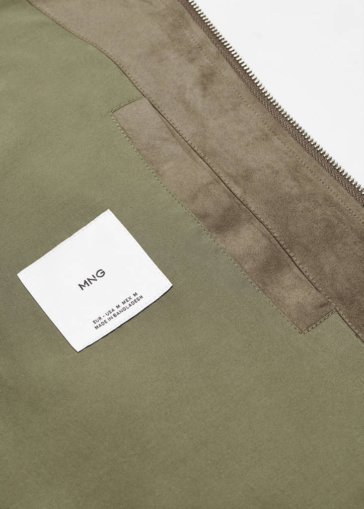 Suede-effect jacket with zip — Khaki