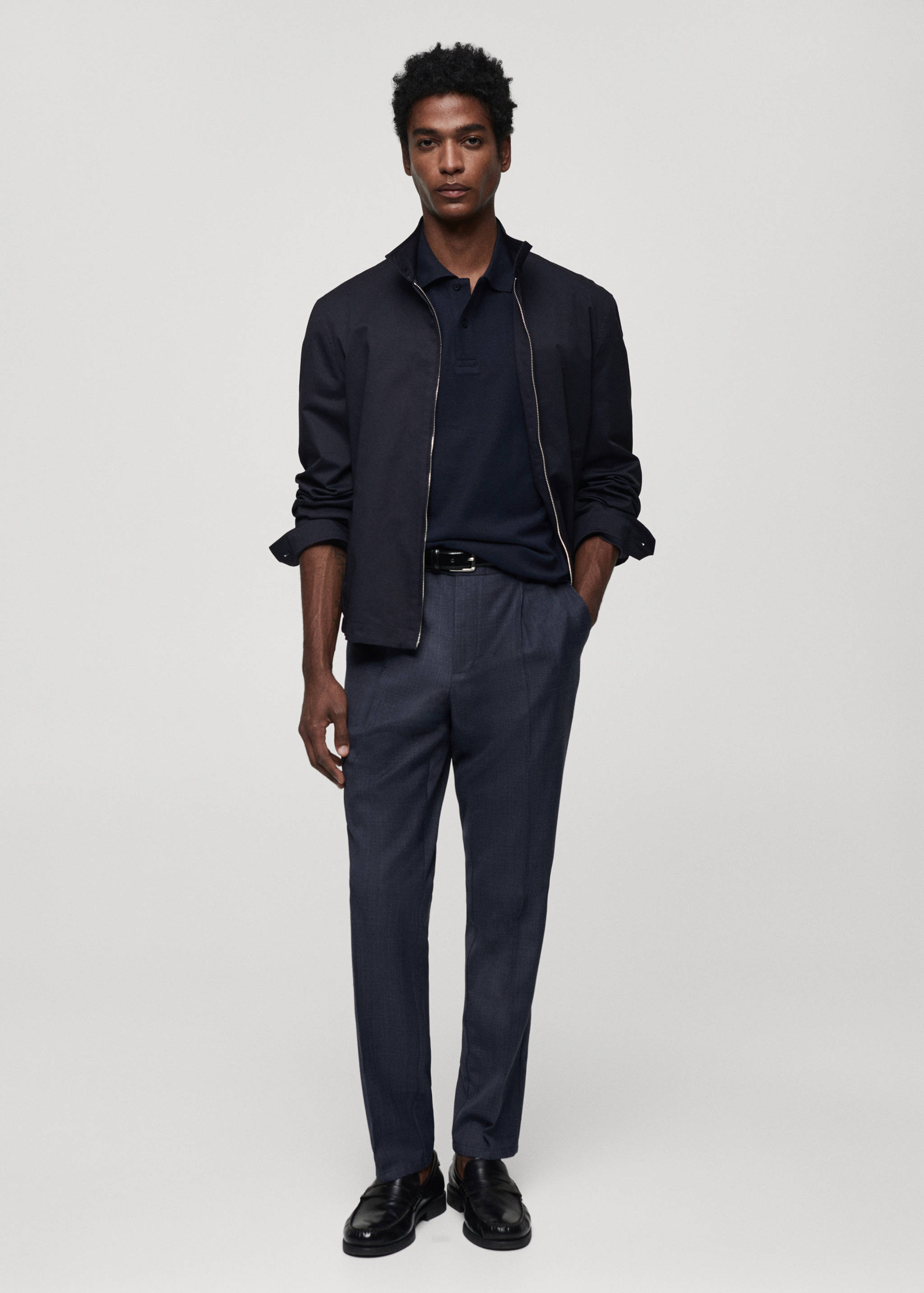 褶皱细节干羊毛裤 - null