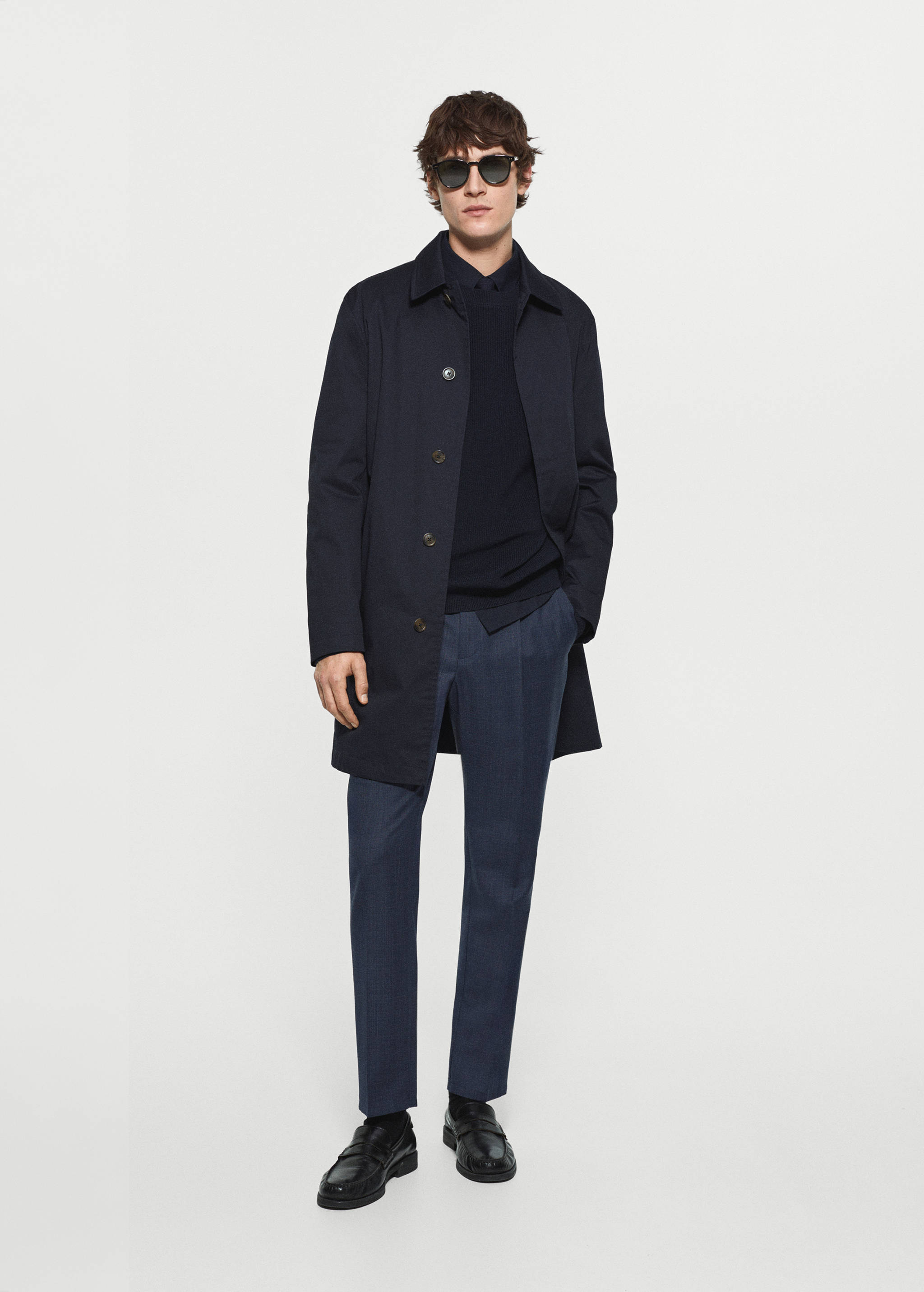 褶皱细节干羊毛裤 - null