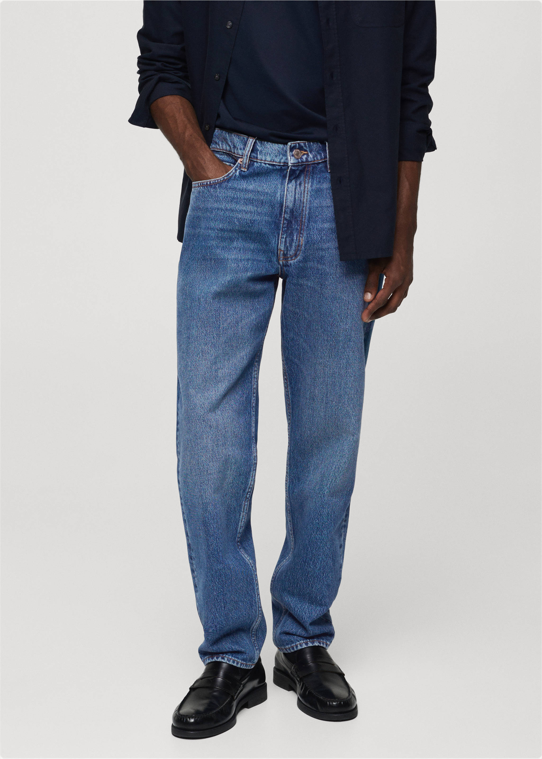 Jeans Bob straight fit - Plano medio, Azul oscuro. Ref: 67054442-00.