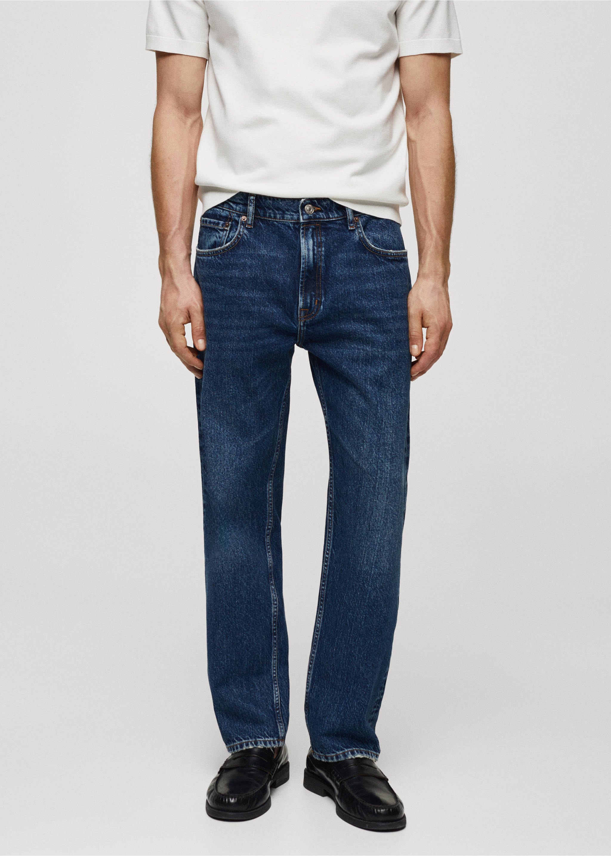 Jeans regular fit lavado oscuro - Plano medio, Azul oscuro. Ref: 67054466-00.