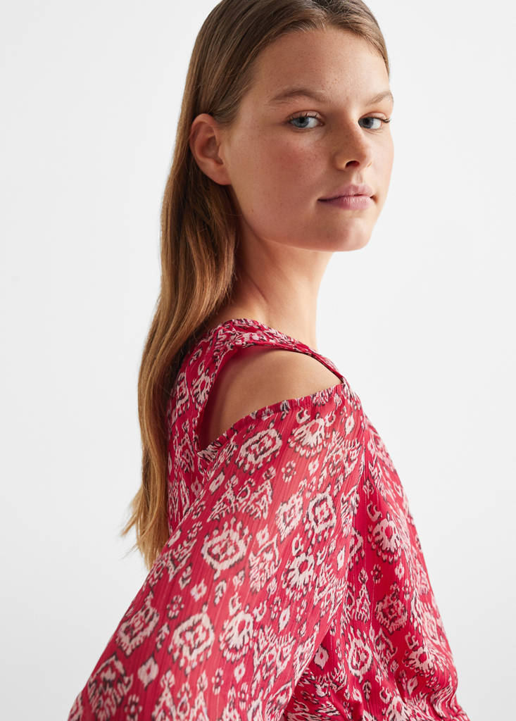 Printed ruched dress — Red
