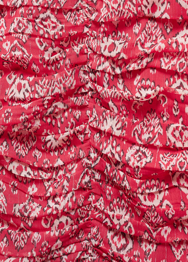 Printed ruched dress — Red