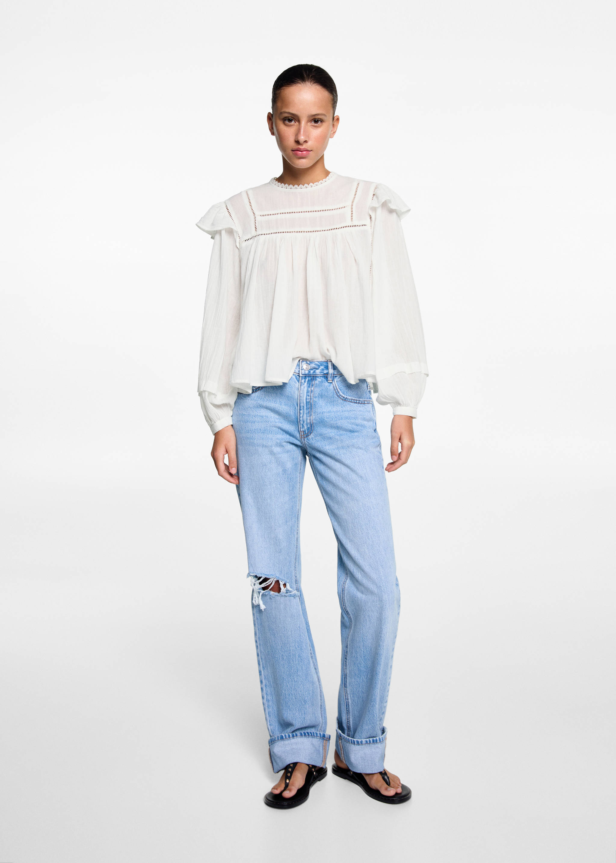 Ruffle cotton blouse - General plane