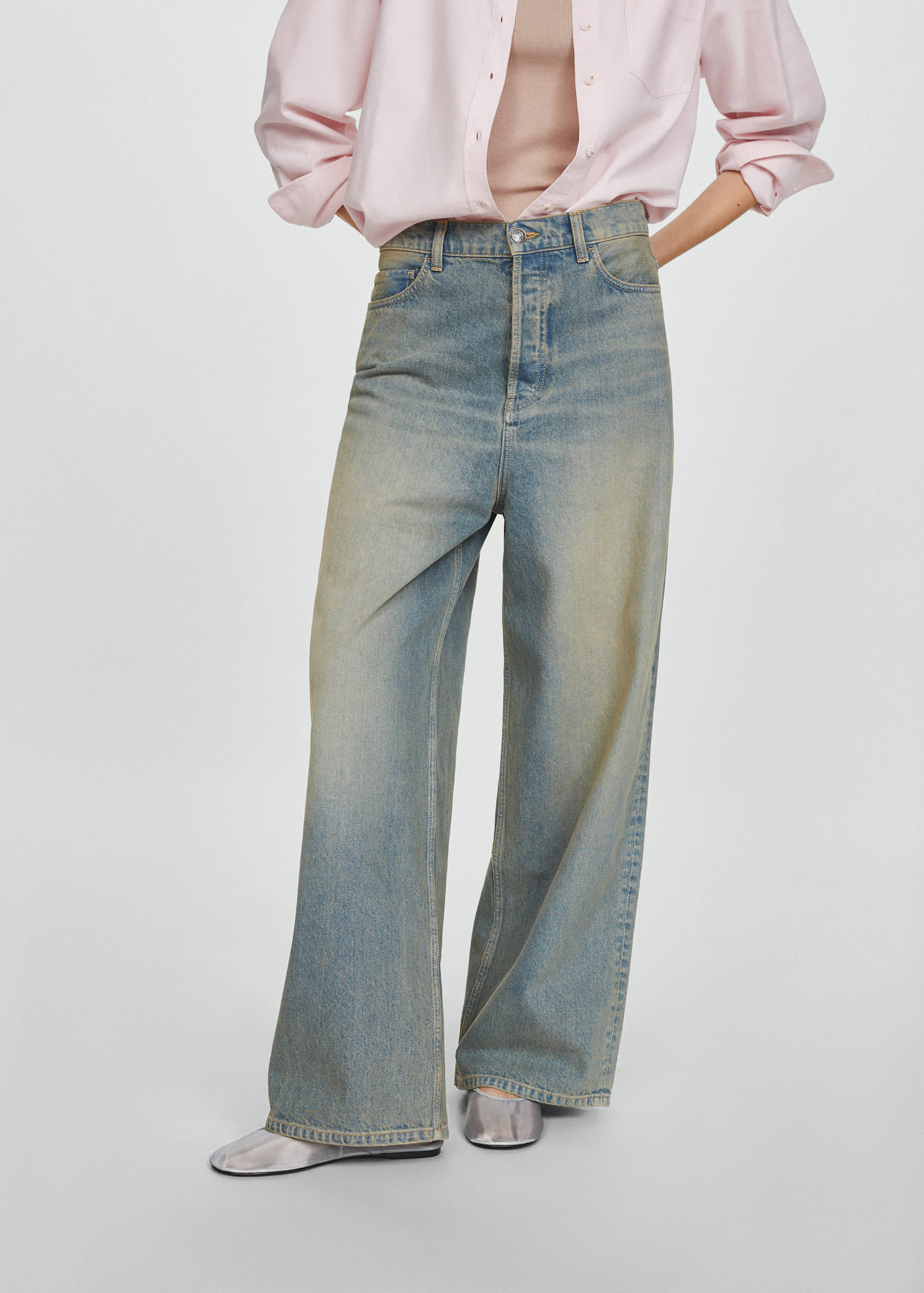 Low-rise loose-fit wide leg jeans - Medium plane