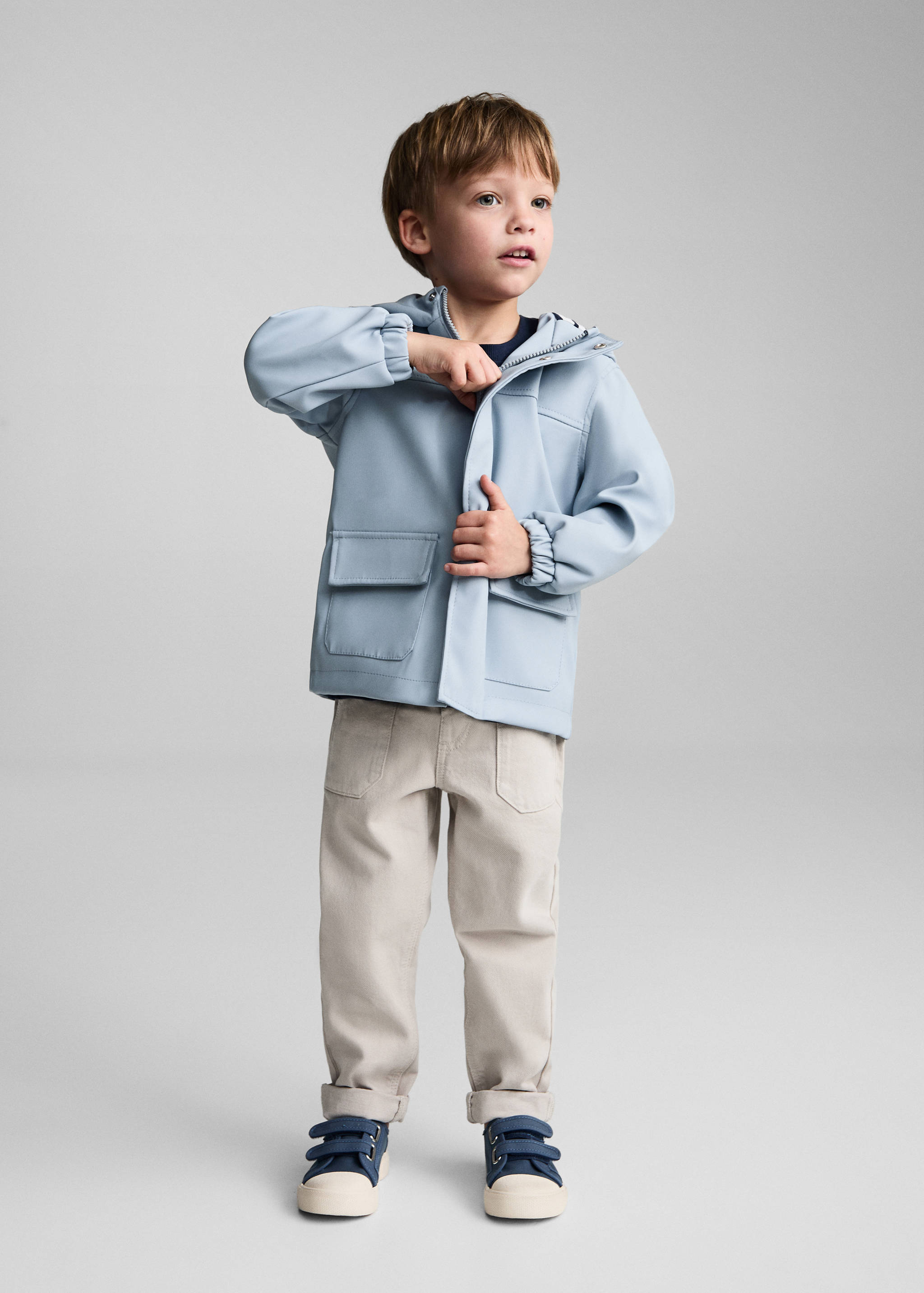 Hooded water-repellent barn jacket - General plane