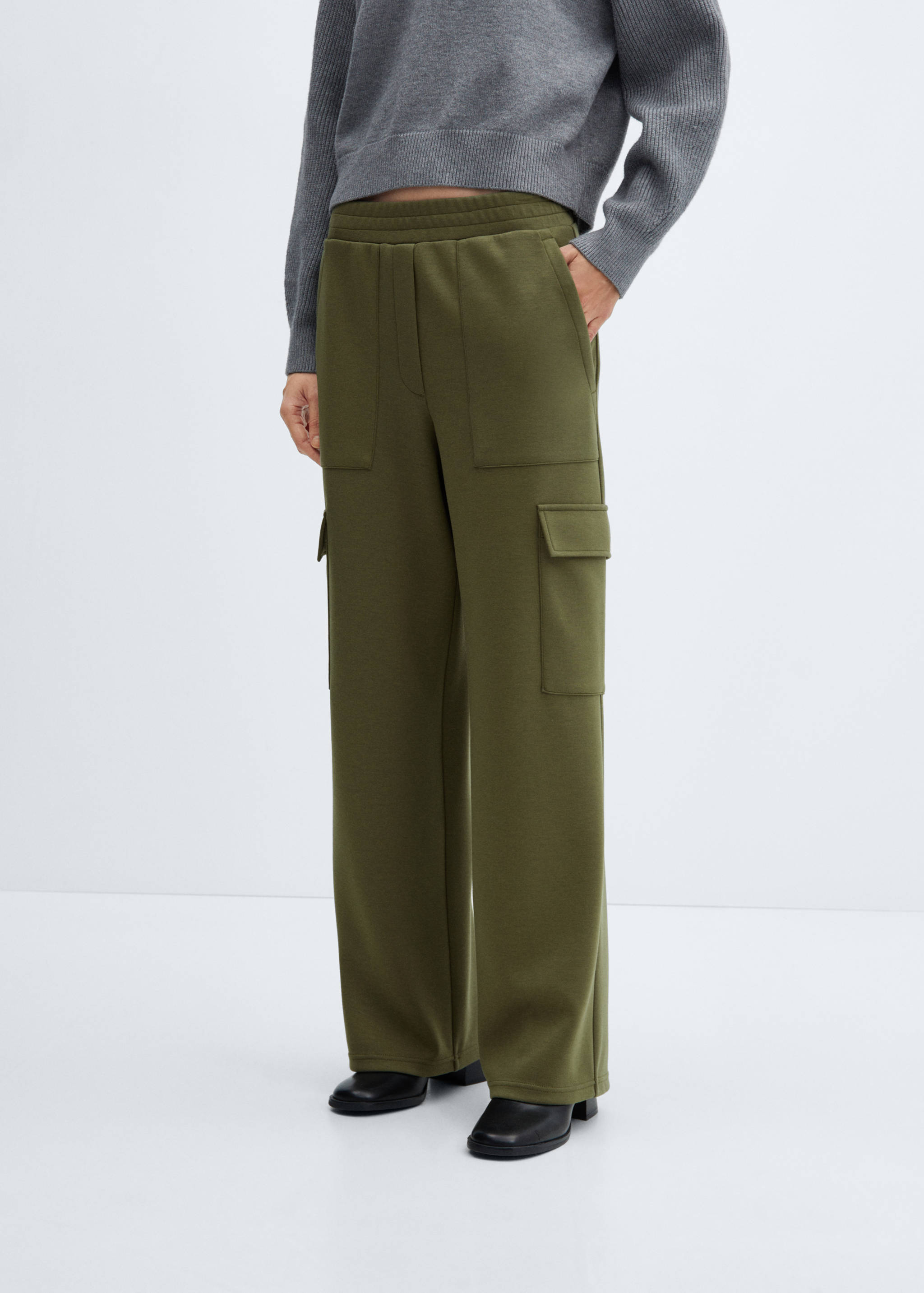 Elastic waist cargo trousers - Medium plane