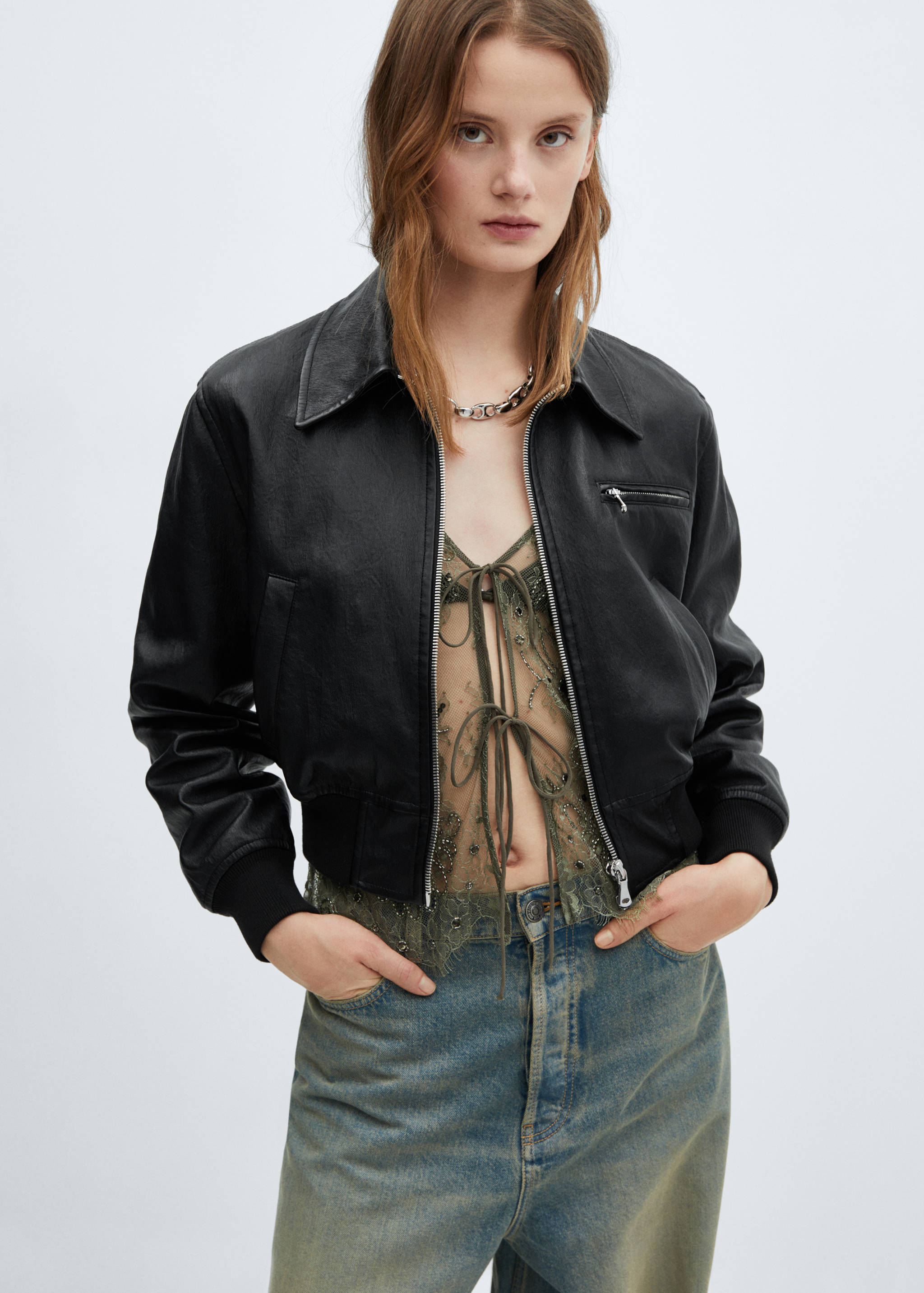 Vintage faux-leather jacket - Medium plane