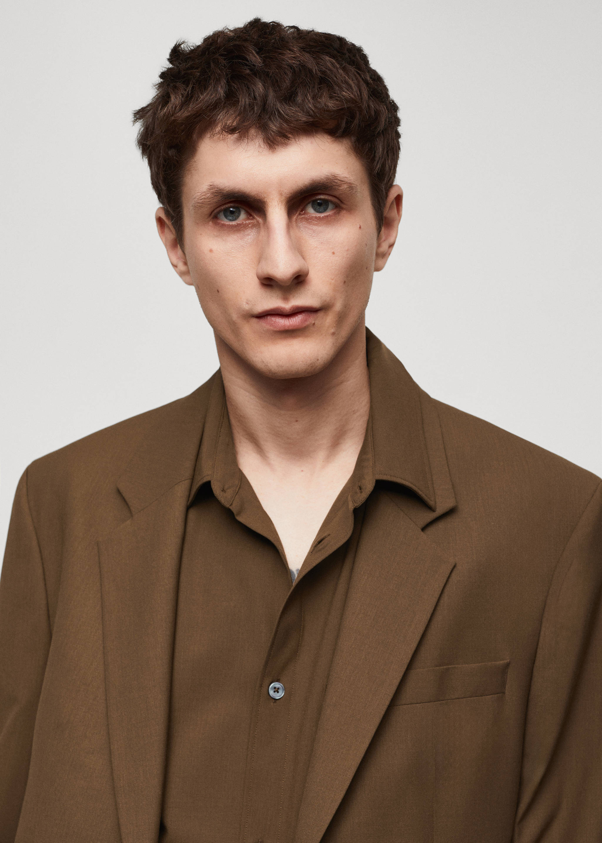 常规尺寸清爽羊毛西装外套 - null